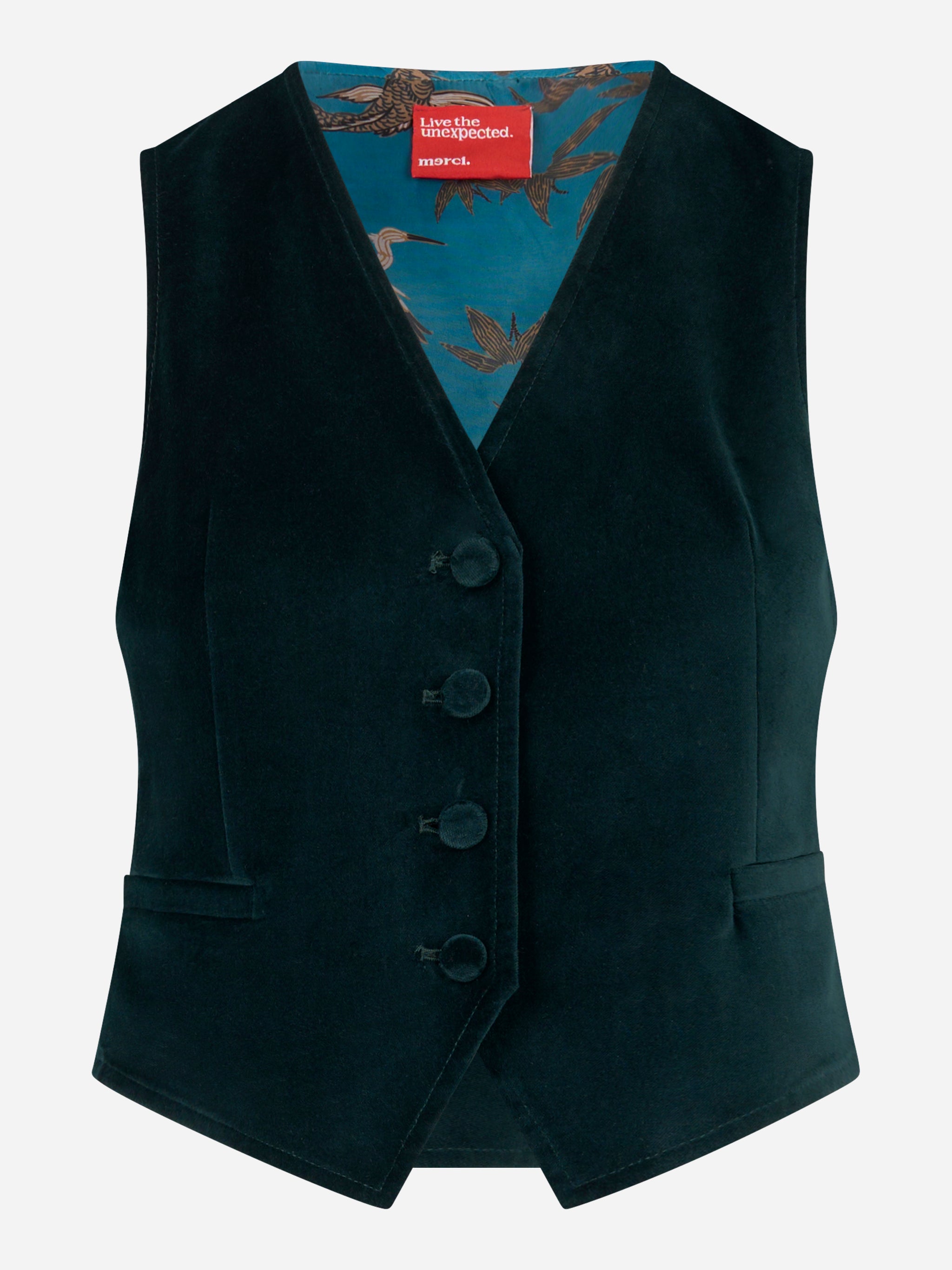 Gilet in velluto liscio verde