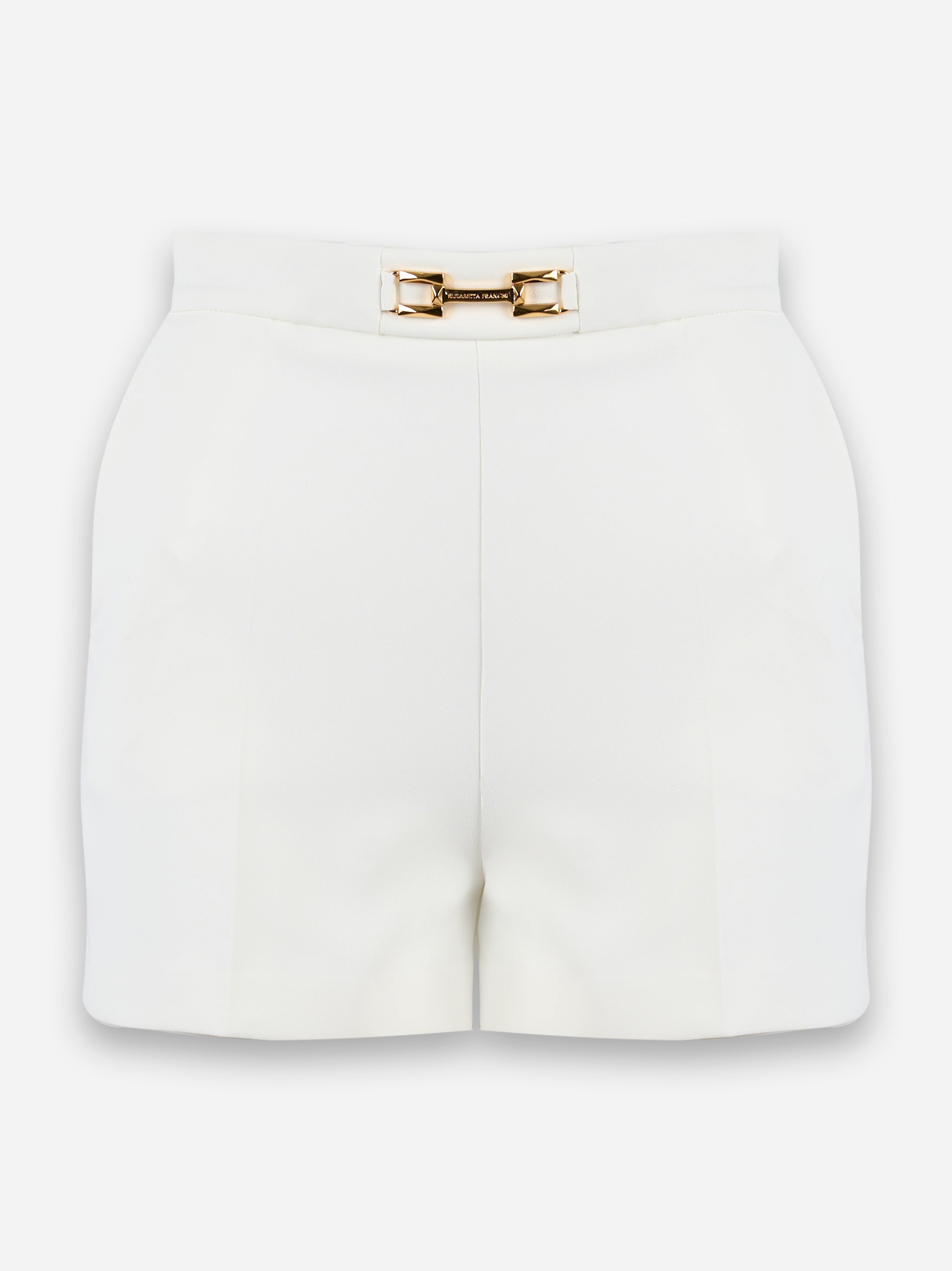 Shorts in crepe con morsetto e patte Bianco