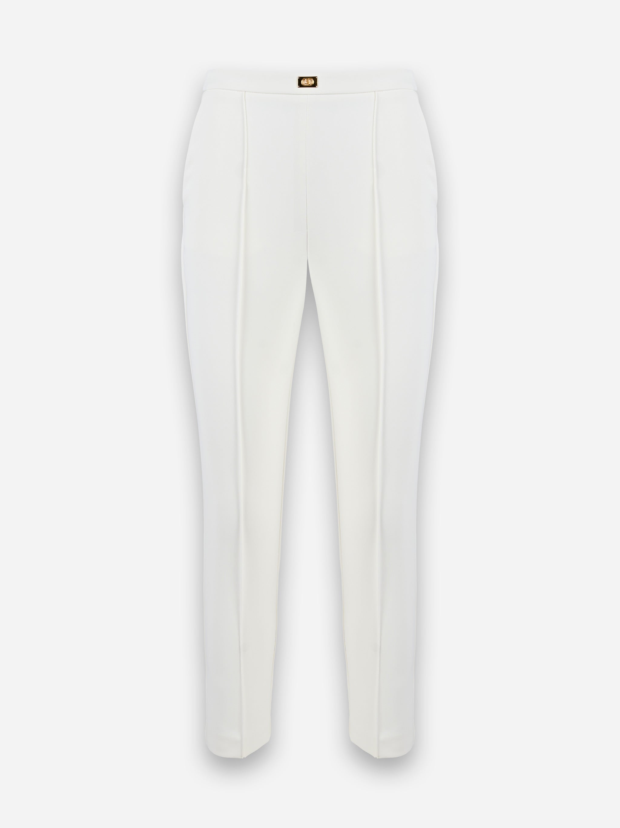 Pantaloni in crepe con tasche e placca logo Bianco