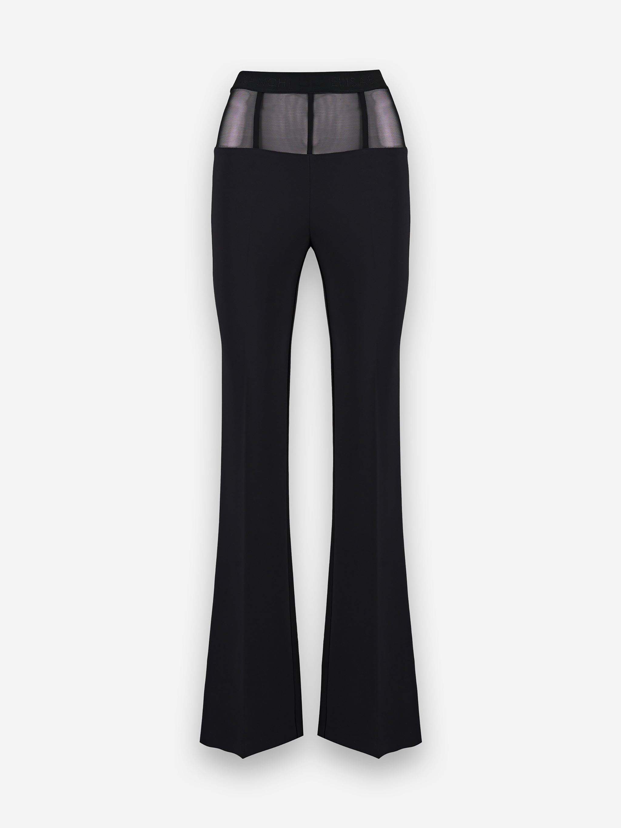 Pantaloni in crepe con baschina in tulle Nero