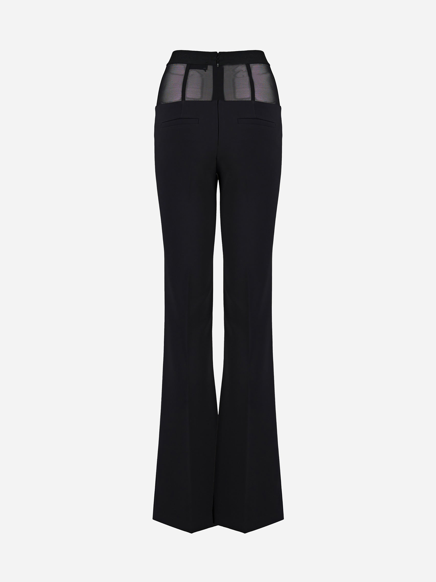 Pantaloni in crepe con baschina in tulle Nero