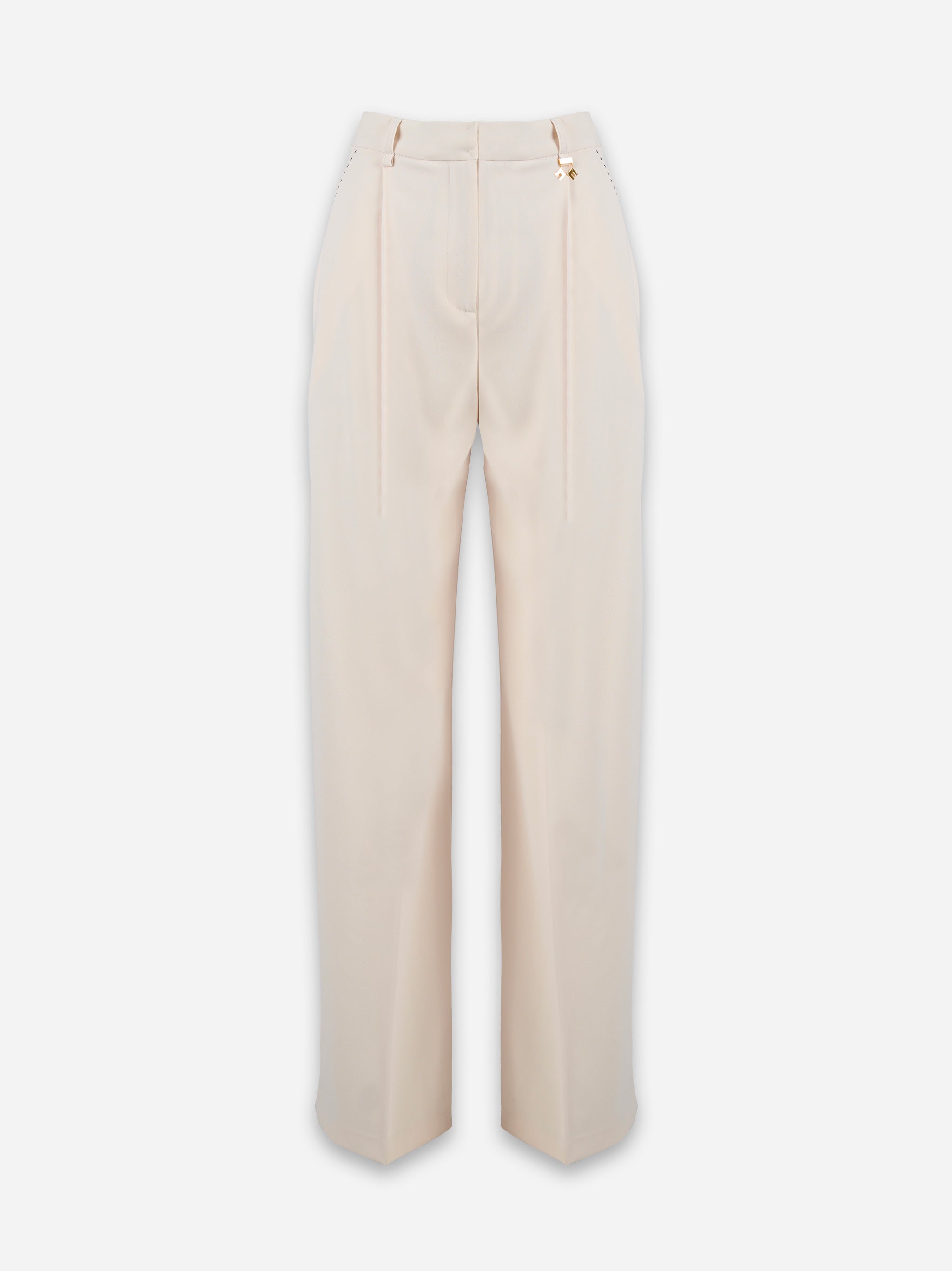 Pantaloni in crepe con impunture a contrasto Bianco