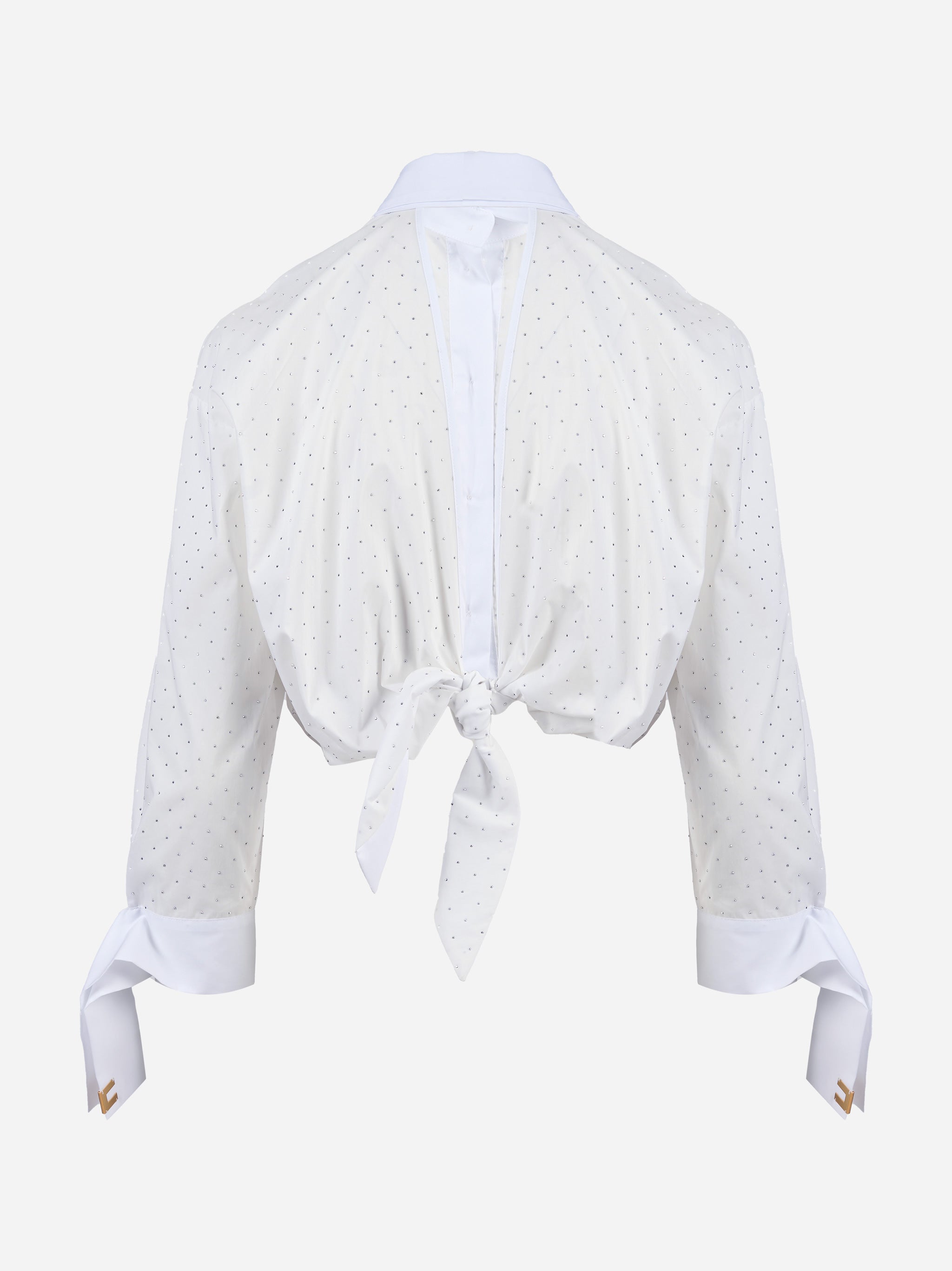 Camicia con strass e nodo Bianco