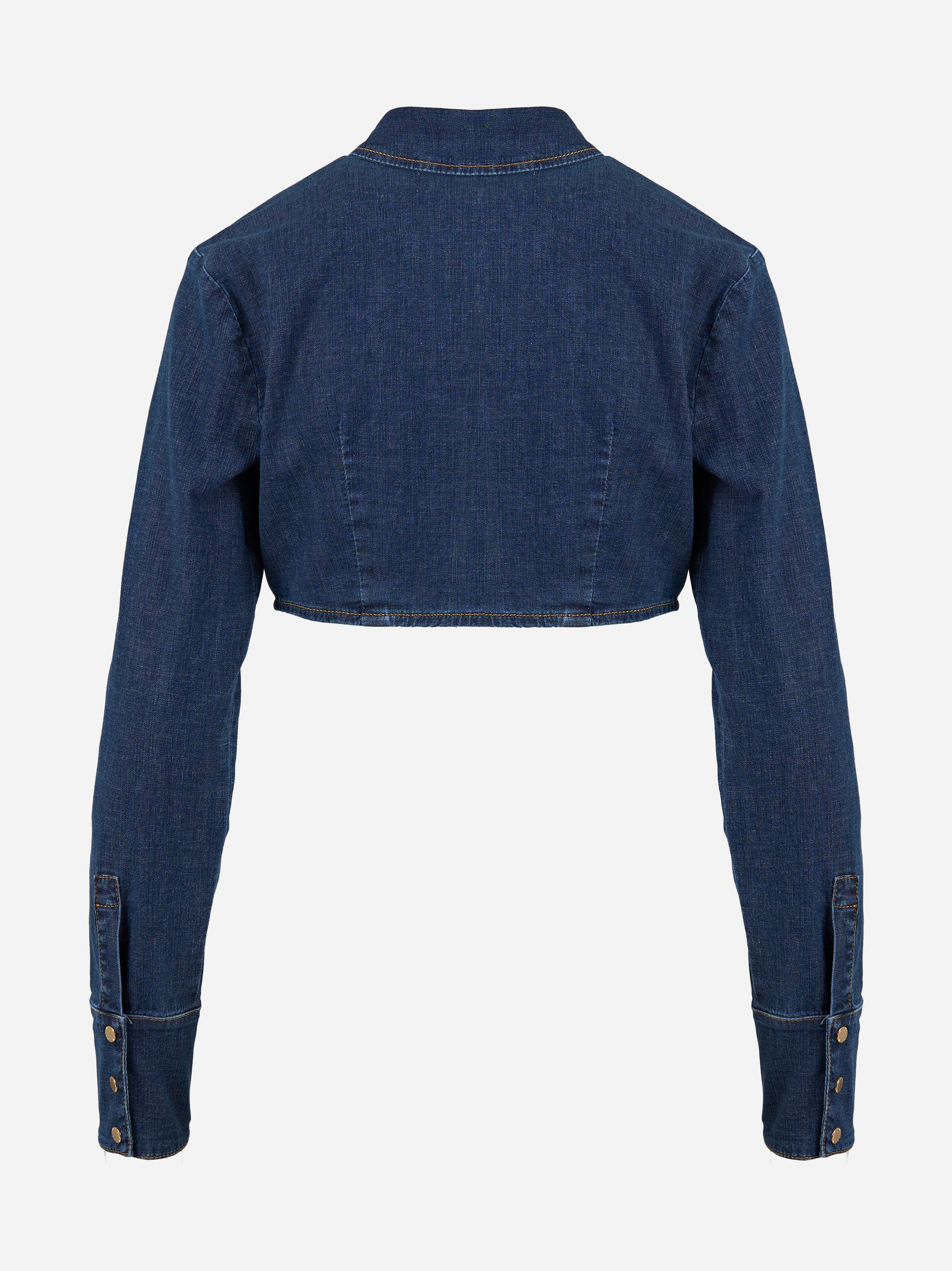Camicia cropped in denim con dettagli logo Blu
