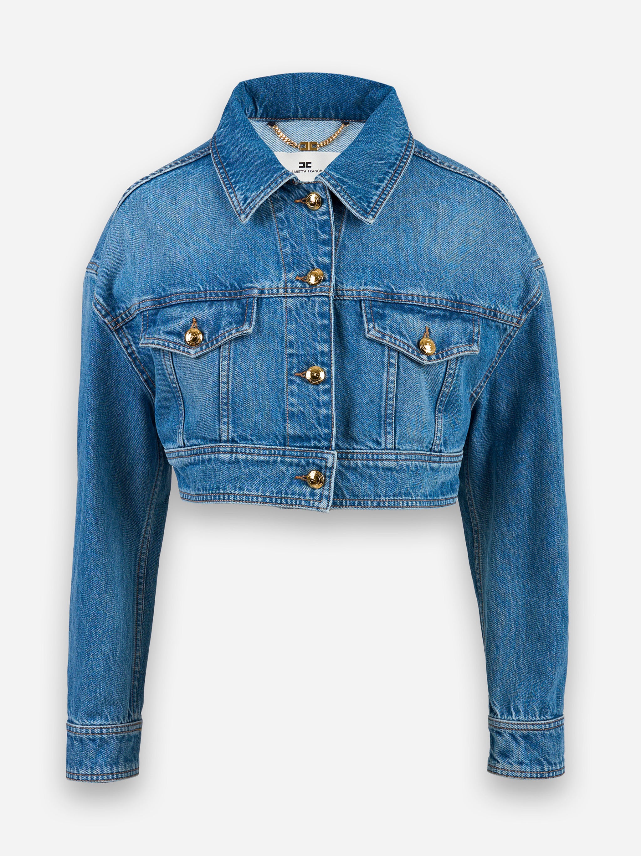 Giubbotto corto oversize in denim Blu