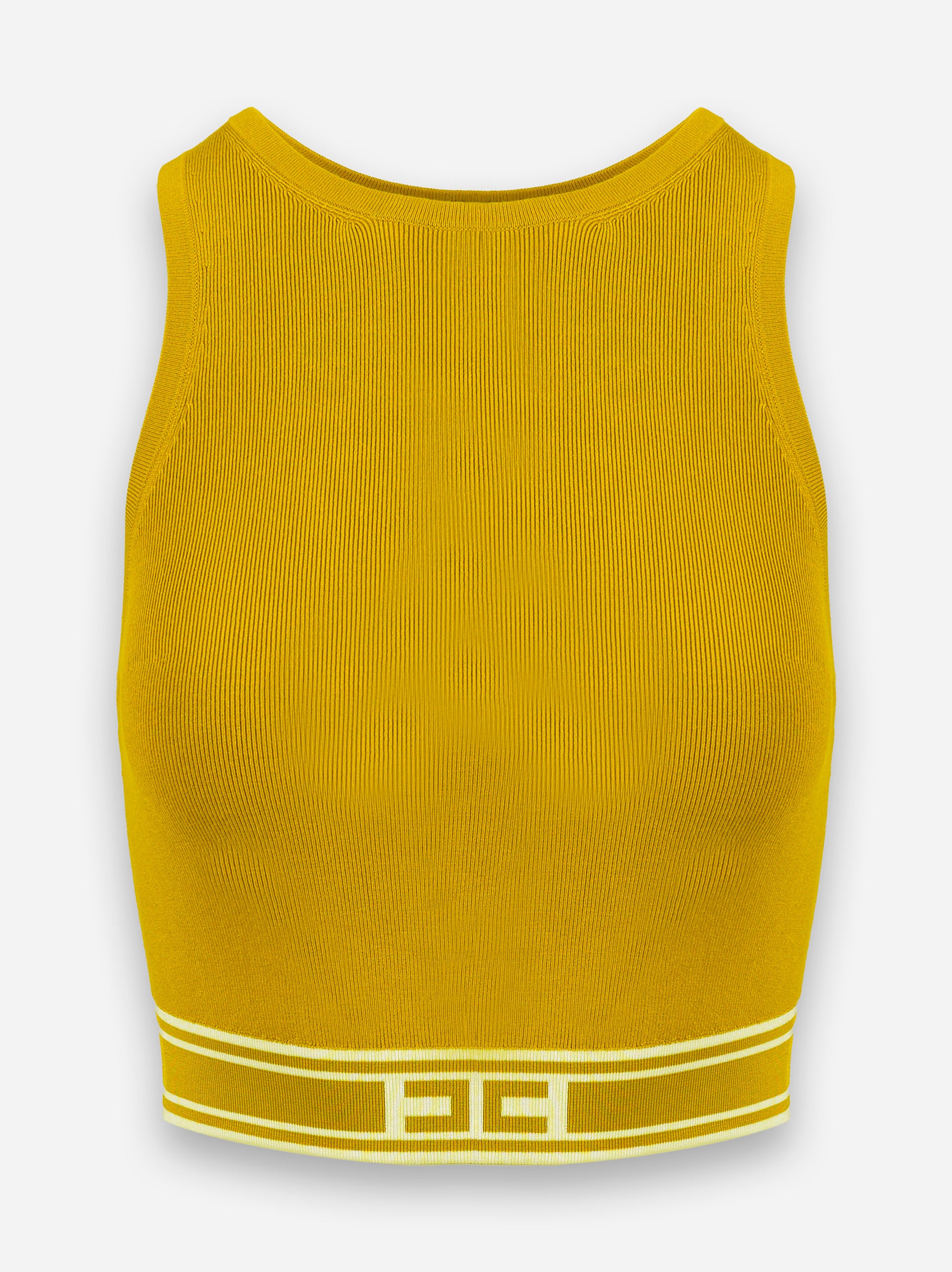 Cropped top in viscosa con bande a contrasto Verde
