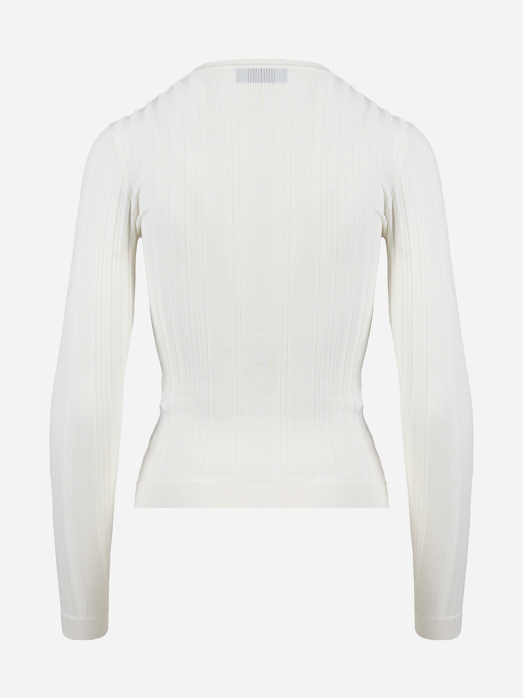 Cardigan in cotone con trasparenze e bottoni dorati Bianco