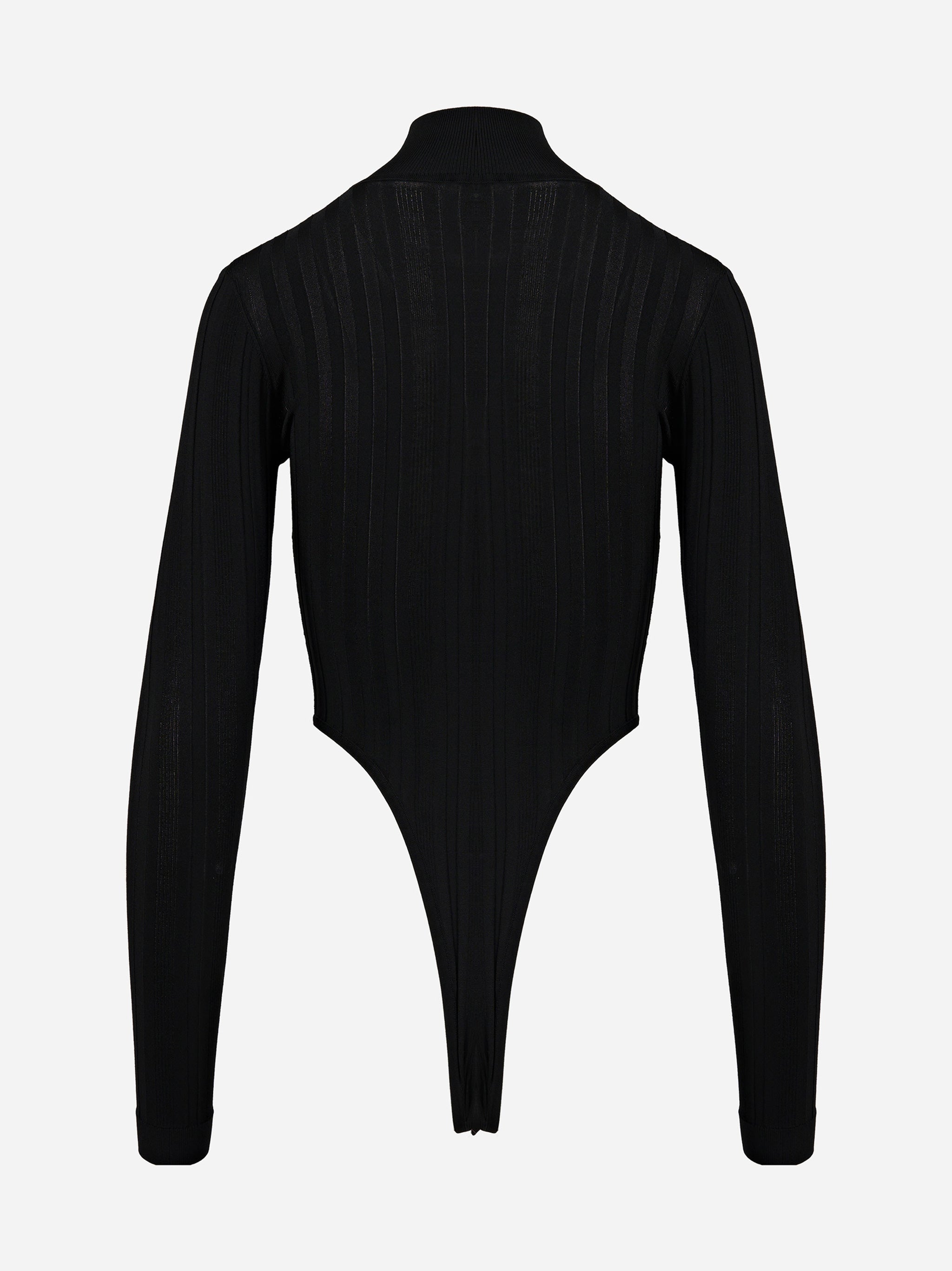 Body in cotone con trasparenze e collo alto Nero