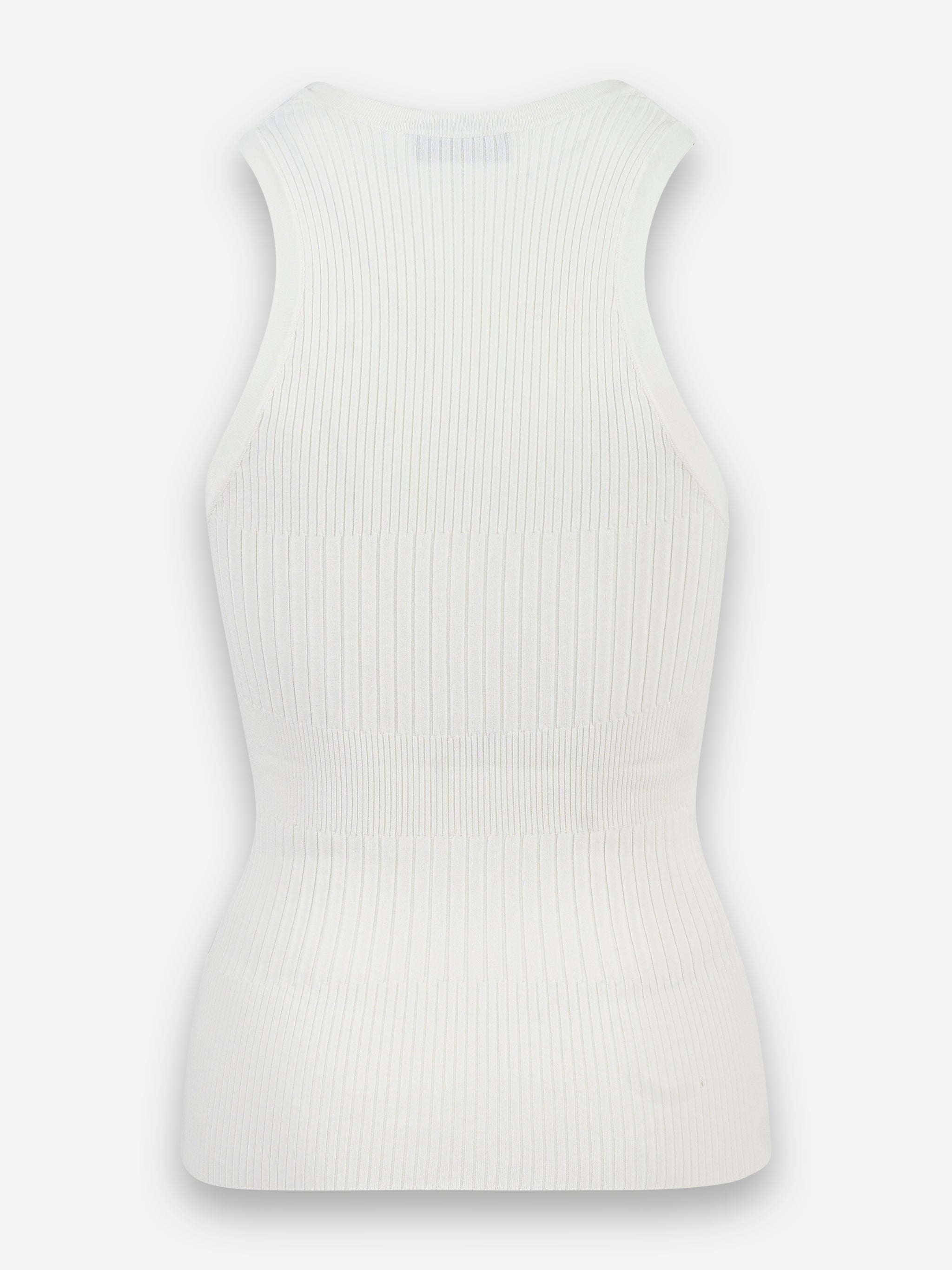 Top a coste con scollo a V Bianco