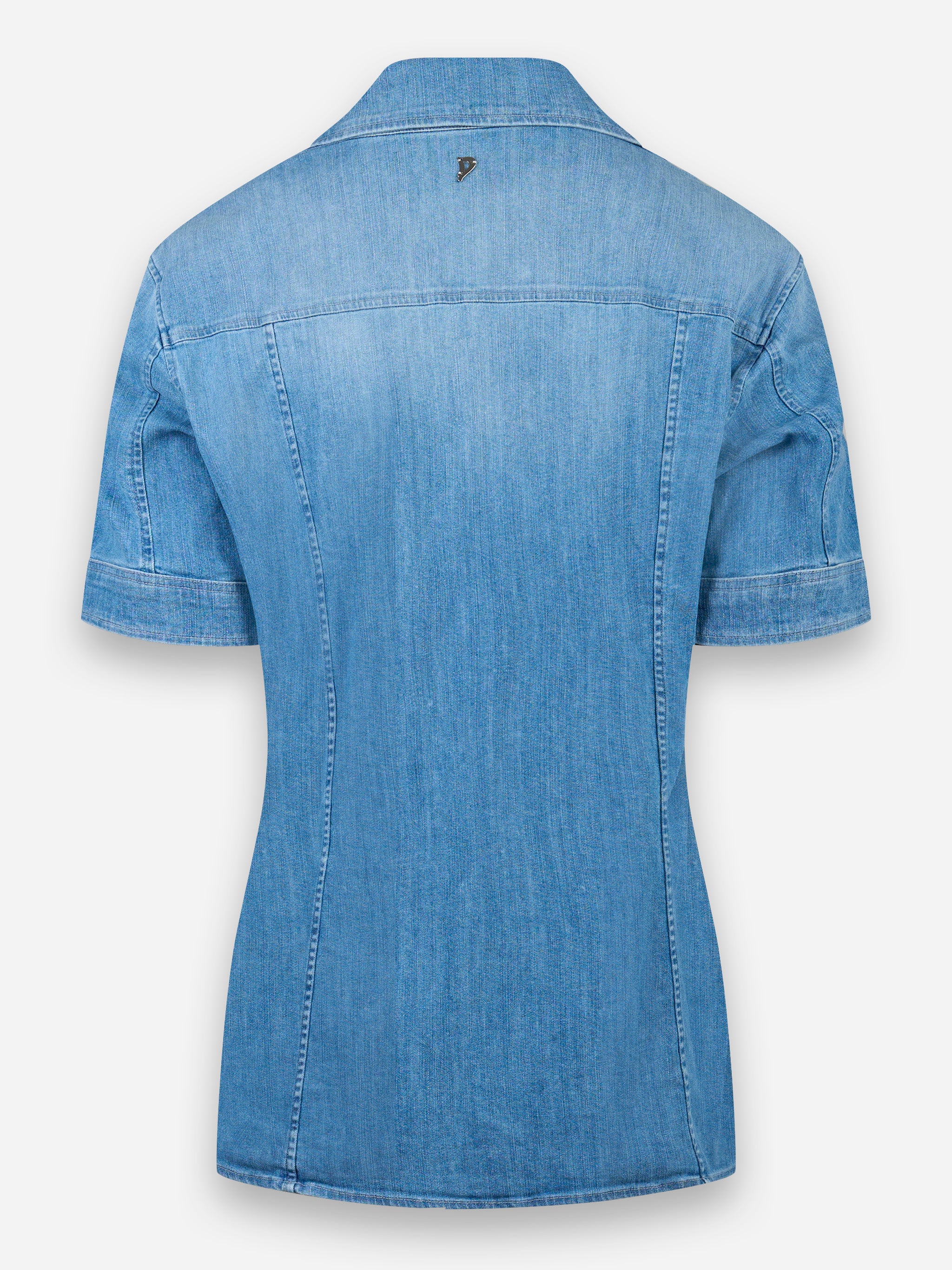 Camicia a maniche corte con abbottonatura frontale a clip Blu