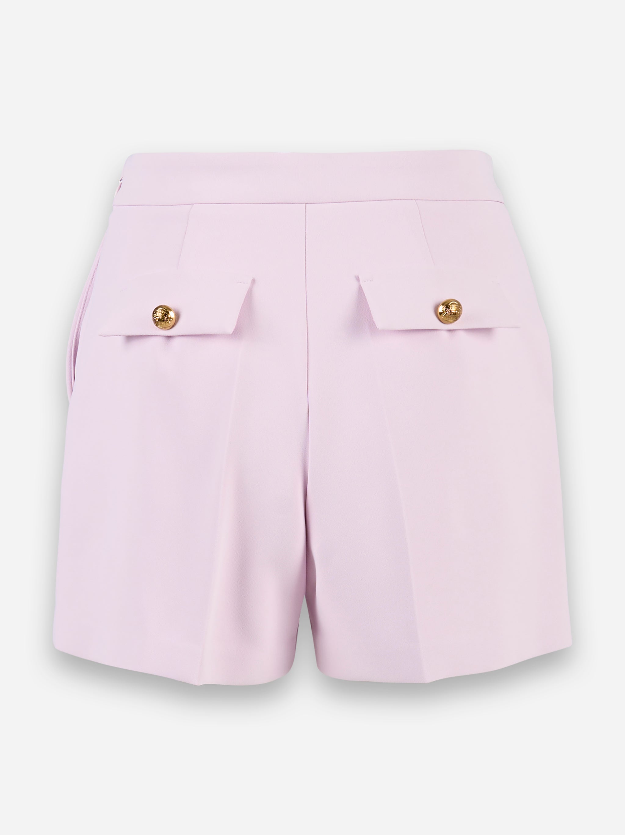 Shorts in crepe con morsetto e patte Rosa