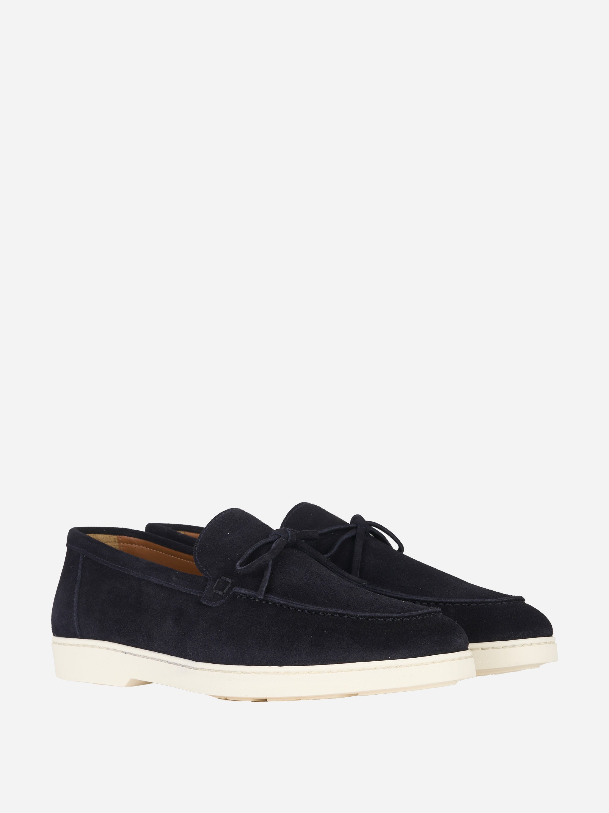 Mocassino in suede con fondo gomma Blu