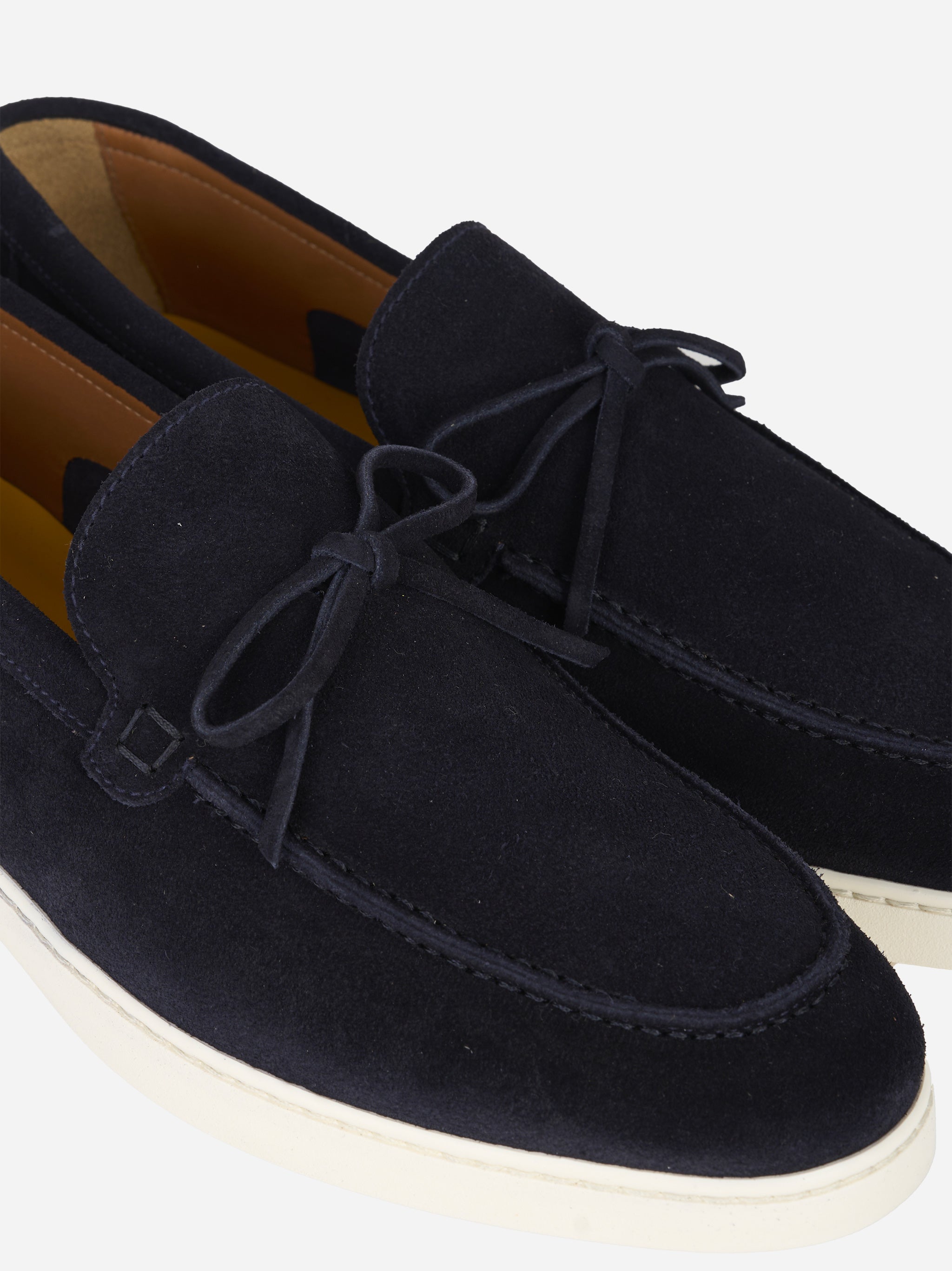 Mocassino in suede con fondo gomma Blu