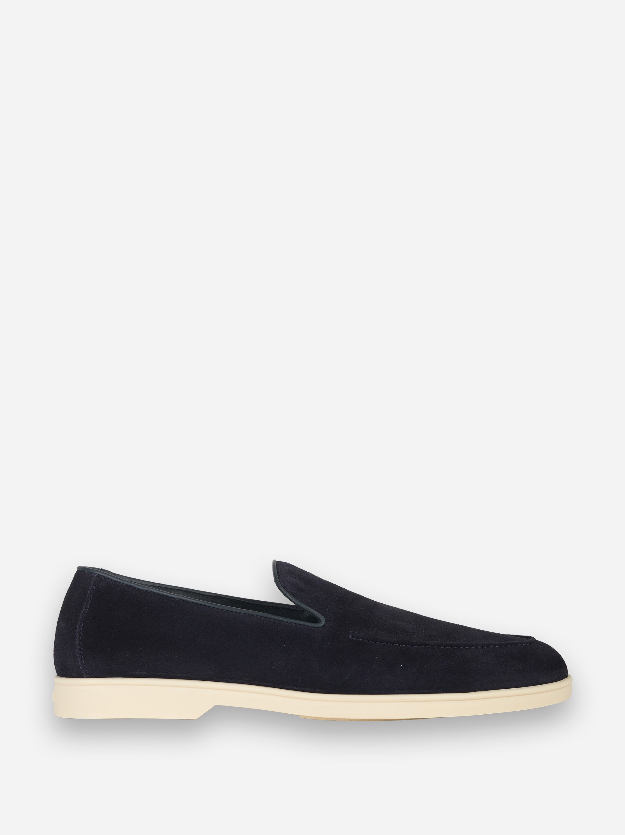 Mocassino in suede con fondo gomma Blu