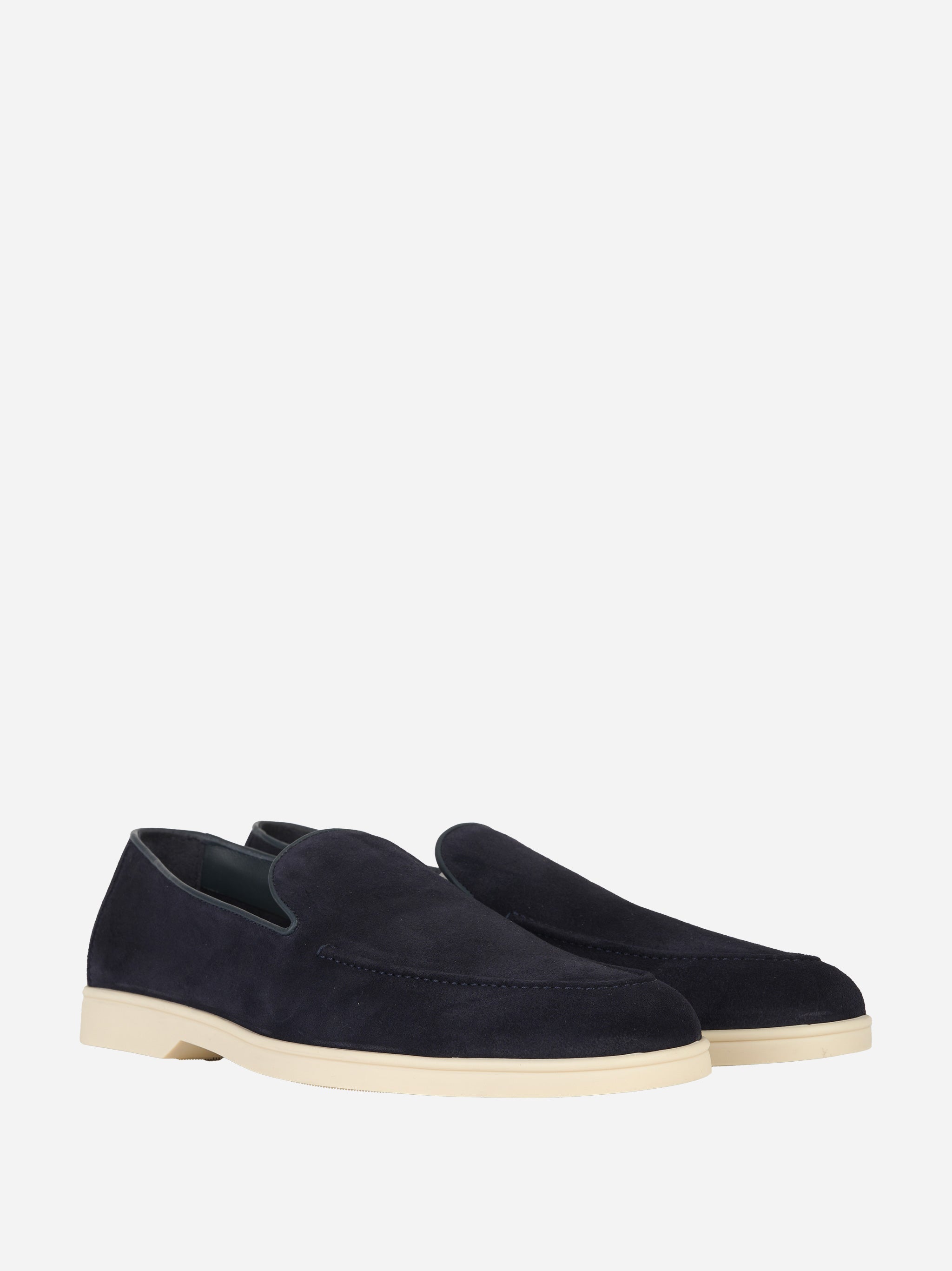 Mocassino in suede con fondo gomma Blu