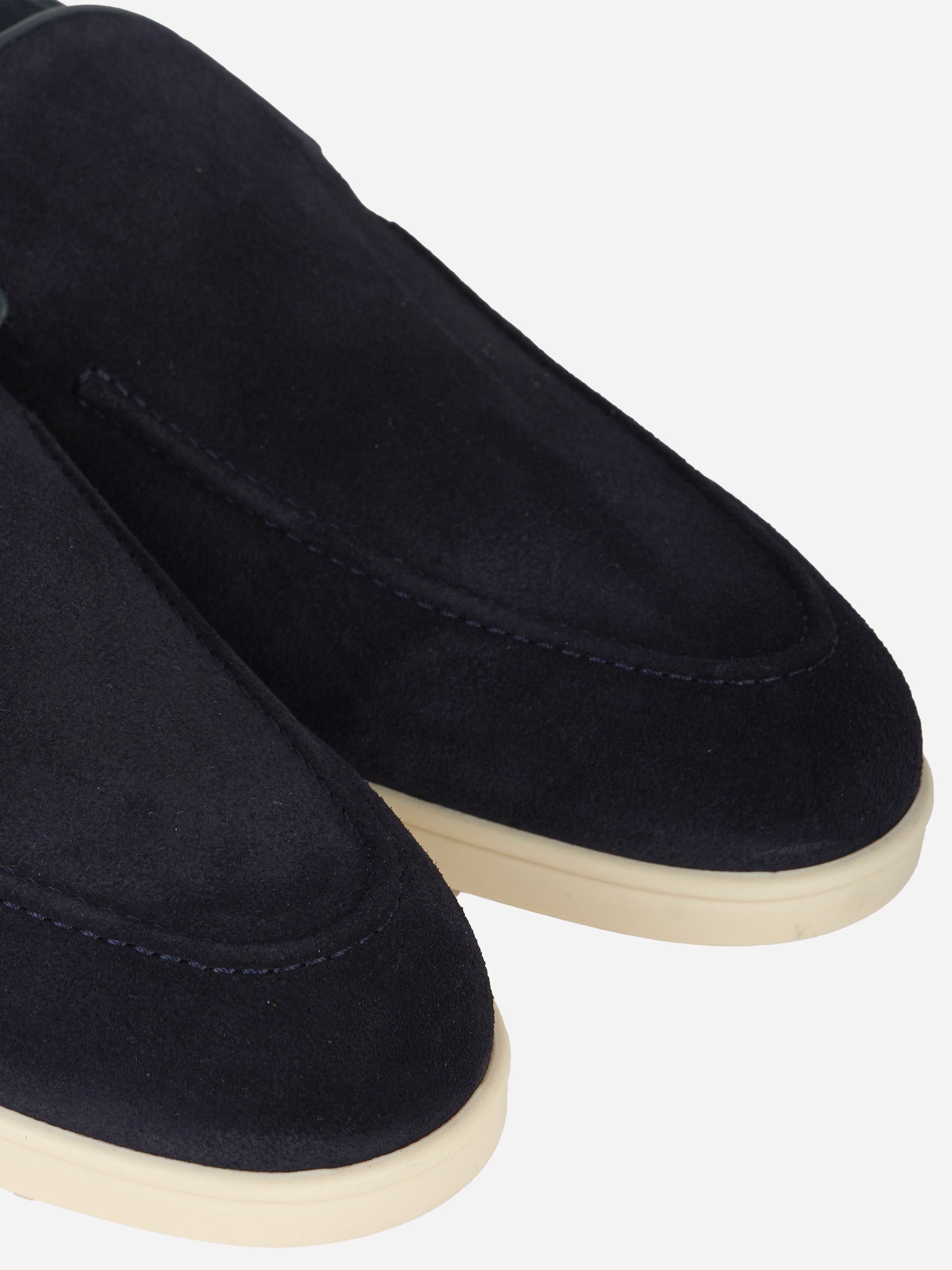 Mocassino in suede con fondo gomma Blu