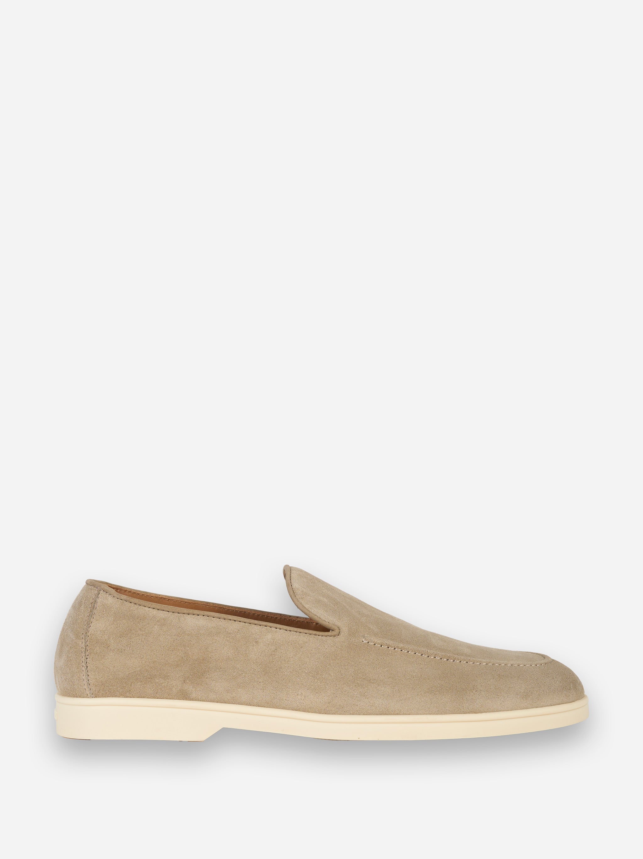 Mocassino in suede con fondo gomma Beige
