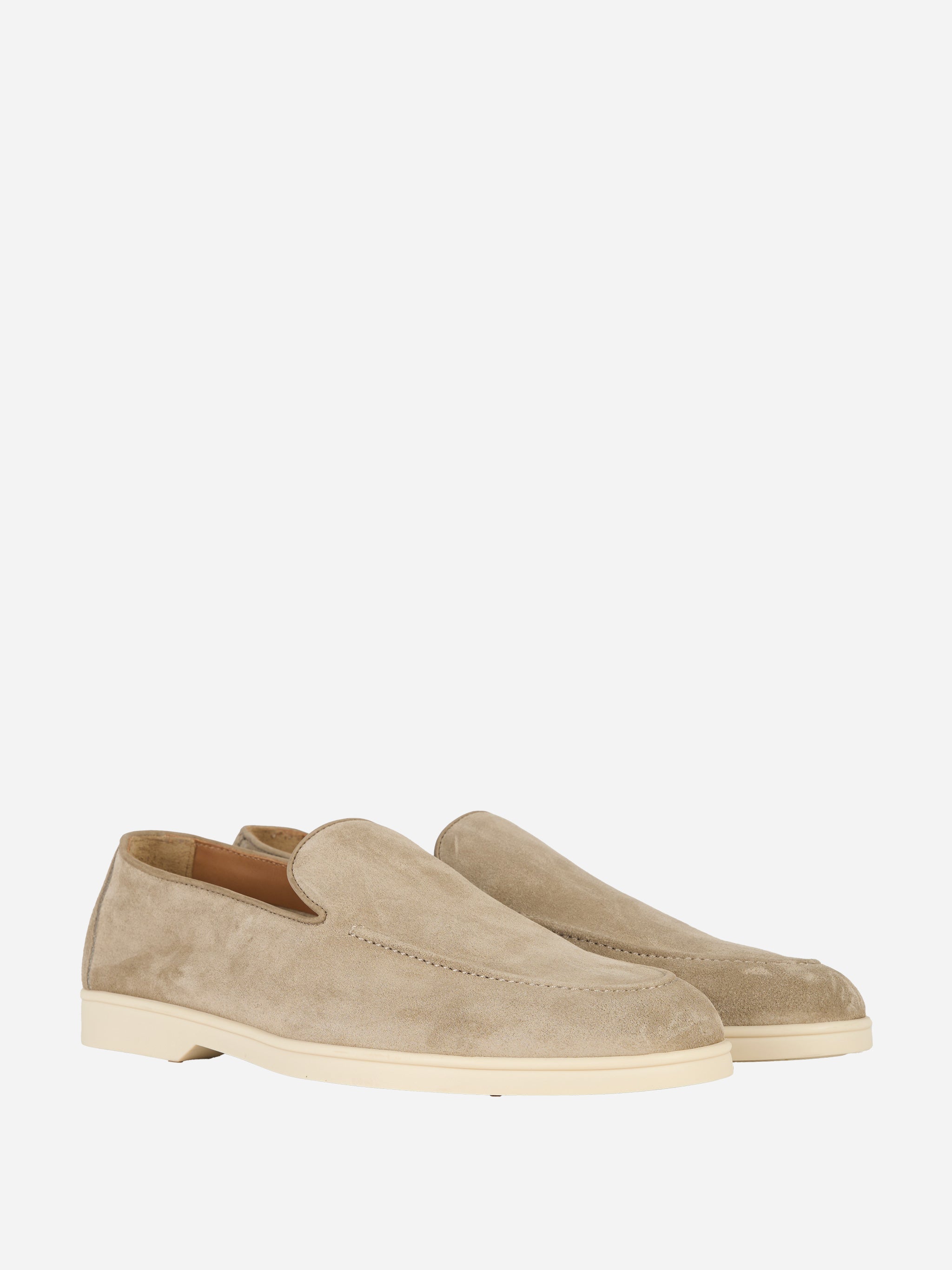 Mocassino in suede con fondo gomma Beige