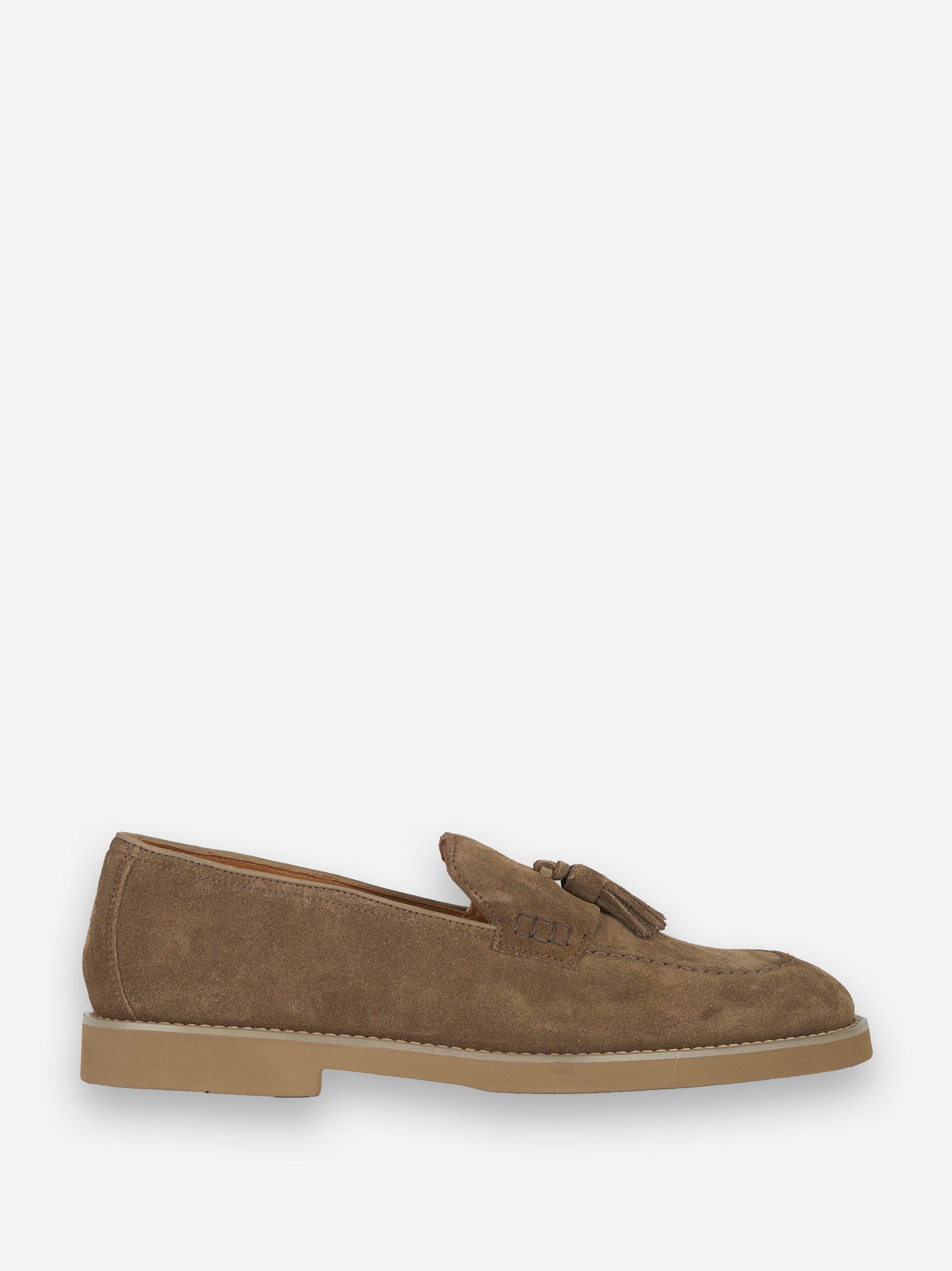 Mocassino in suede con fondo gomma Beige