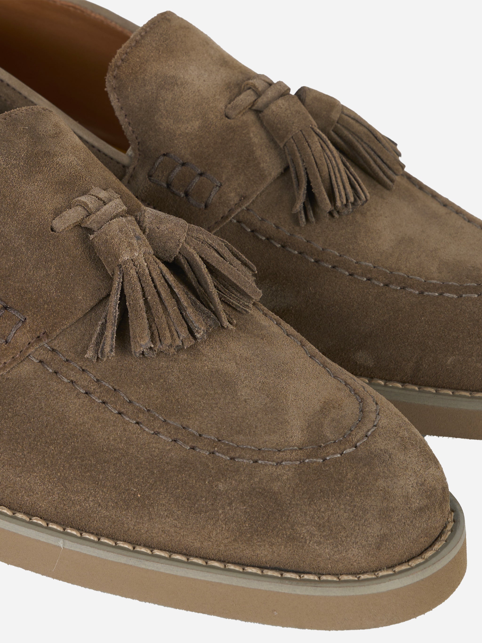 Mocassino in suede con fondo gomma Beige