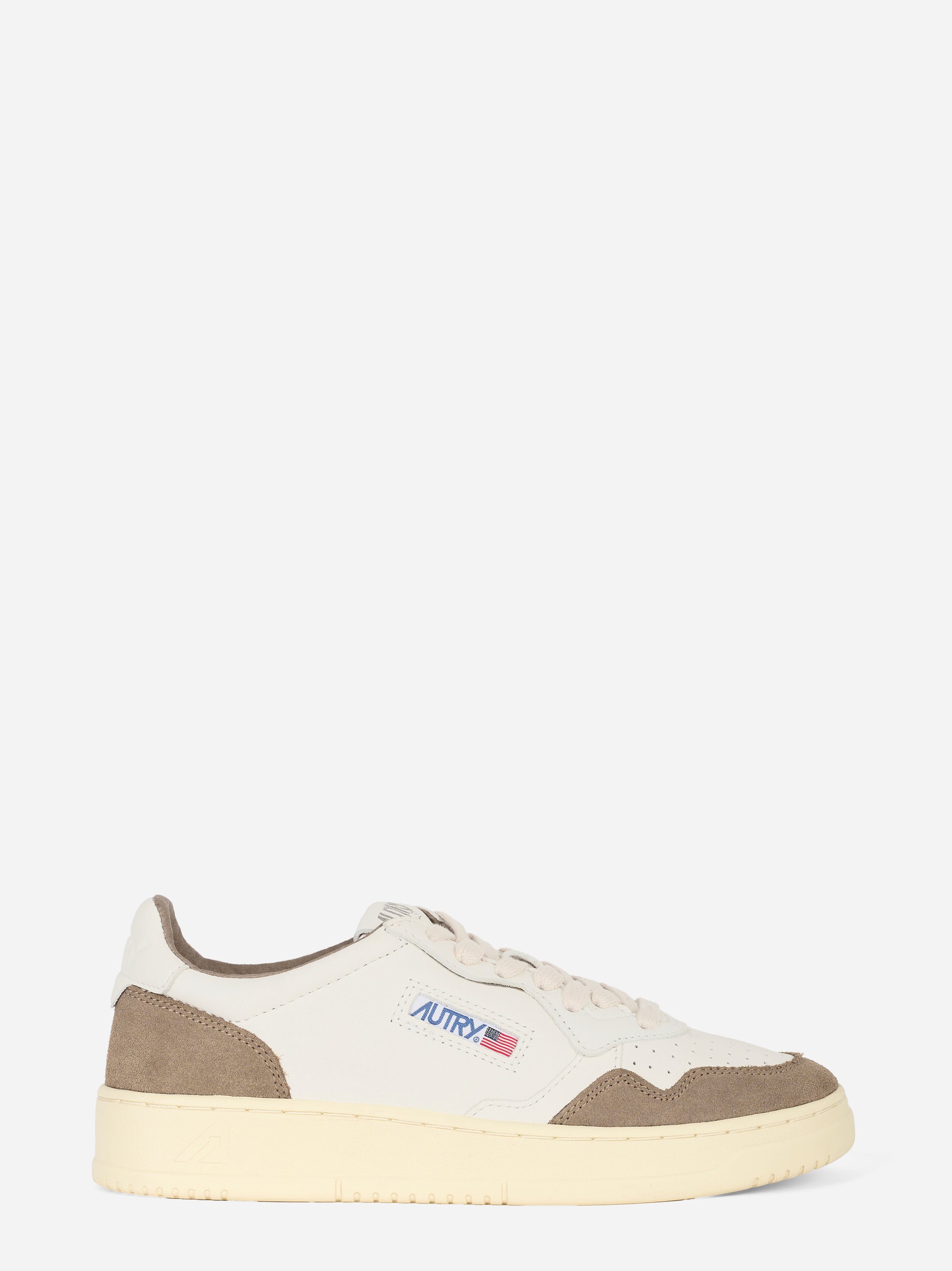 Sneakers Medalist Low in pelle bianca e suede marrone