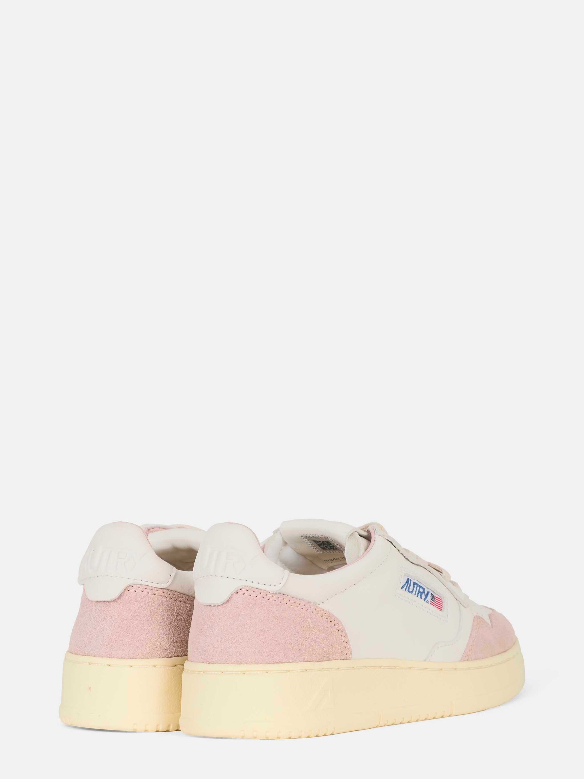 Sneakers medalist low in pelle e suede colore bianco e Rosa