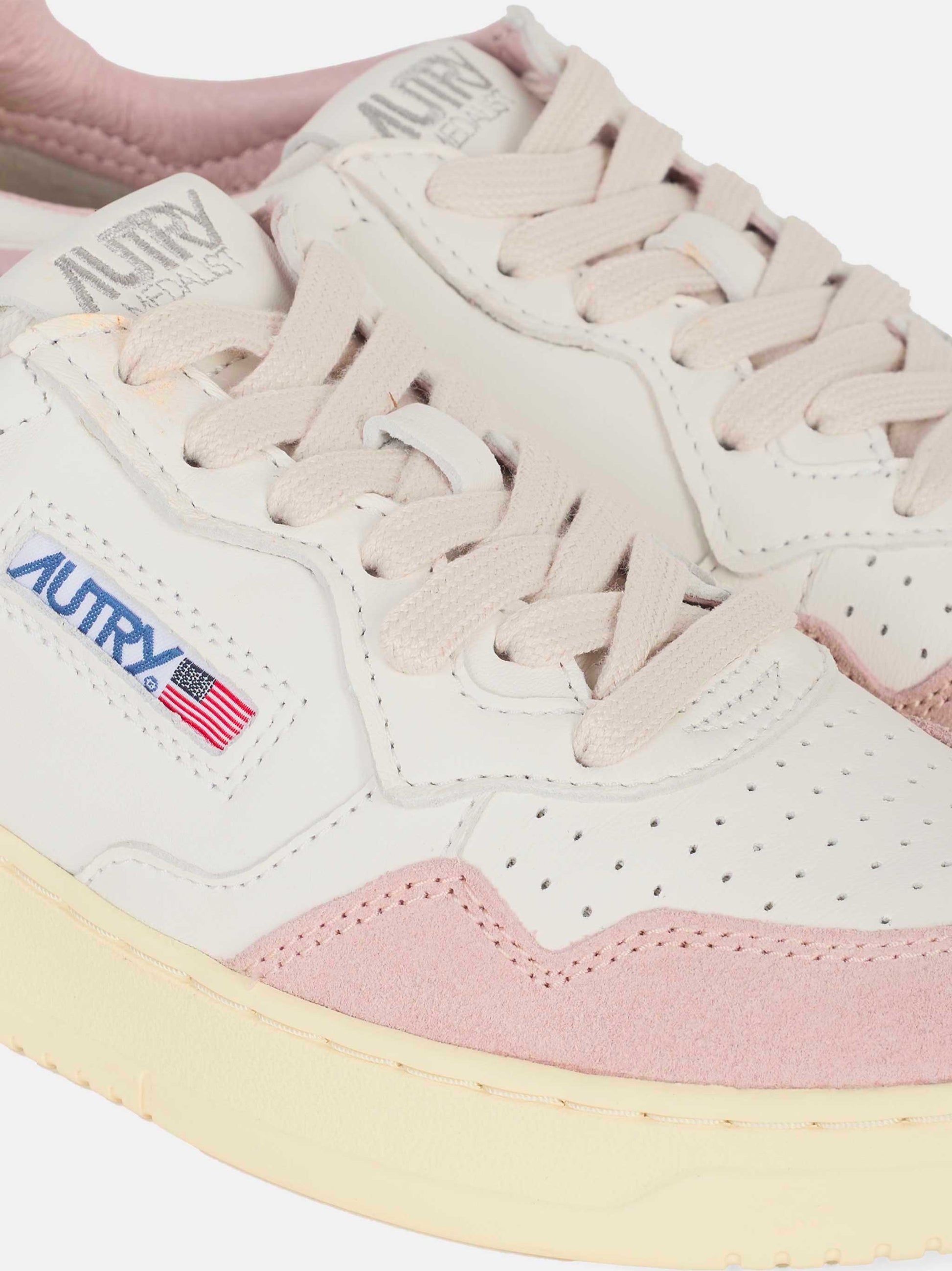 Sneakers medalist low in pelle e suede colore bianco e Rosa