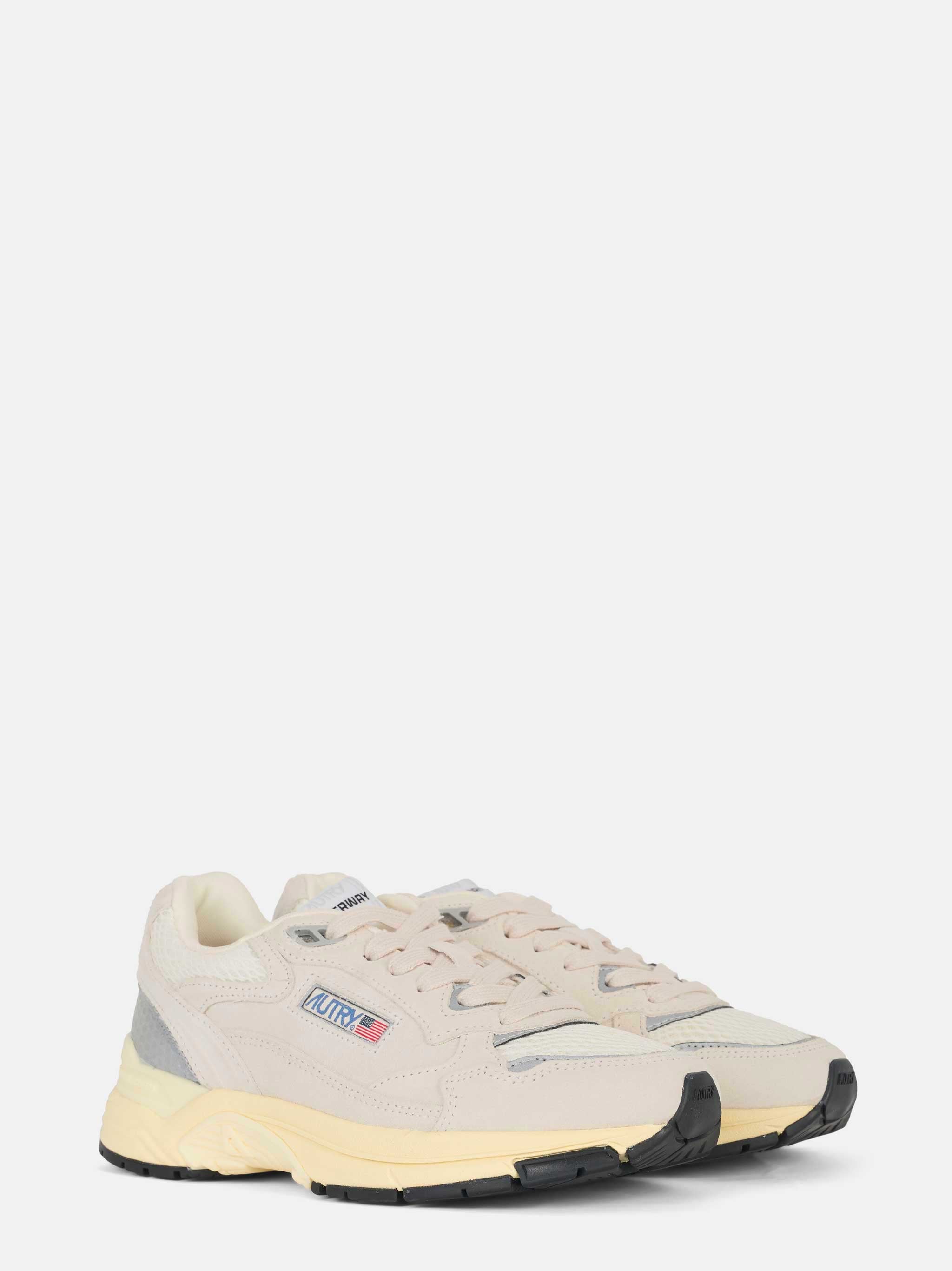 sneakers hyperway in mesh e suede bianco e Argento