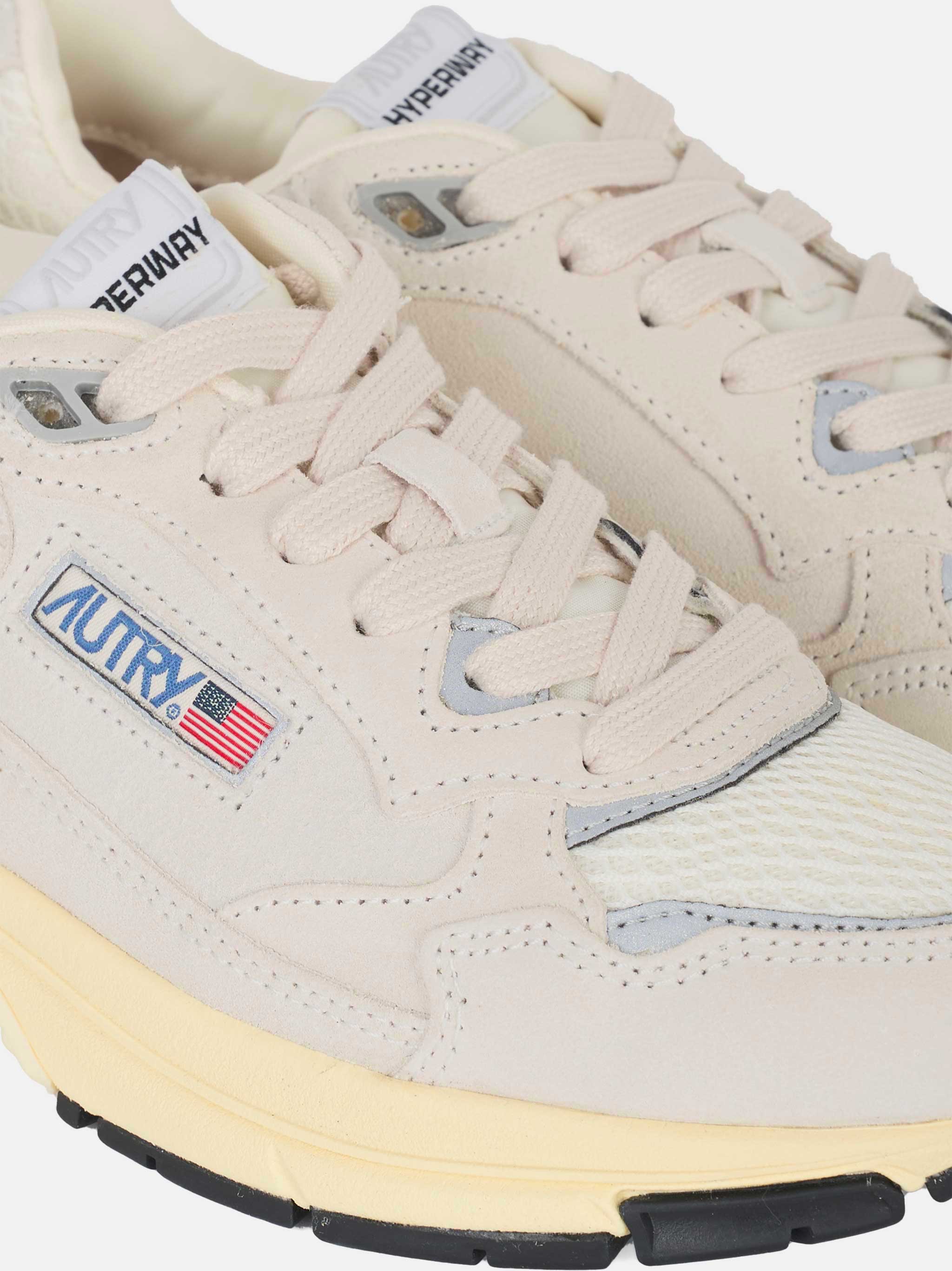 sneakers hyperway in mesh e suede bianco e Argento