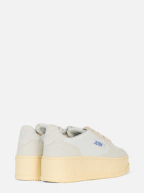 Sneakers medalist platform con glitter in pelle Bianca