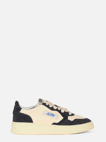 Sneakers medalist low in pelle bianca e glitter Blu