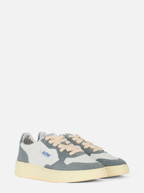 sneakers medalist low in pelle bianca e glitter grigio