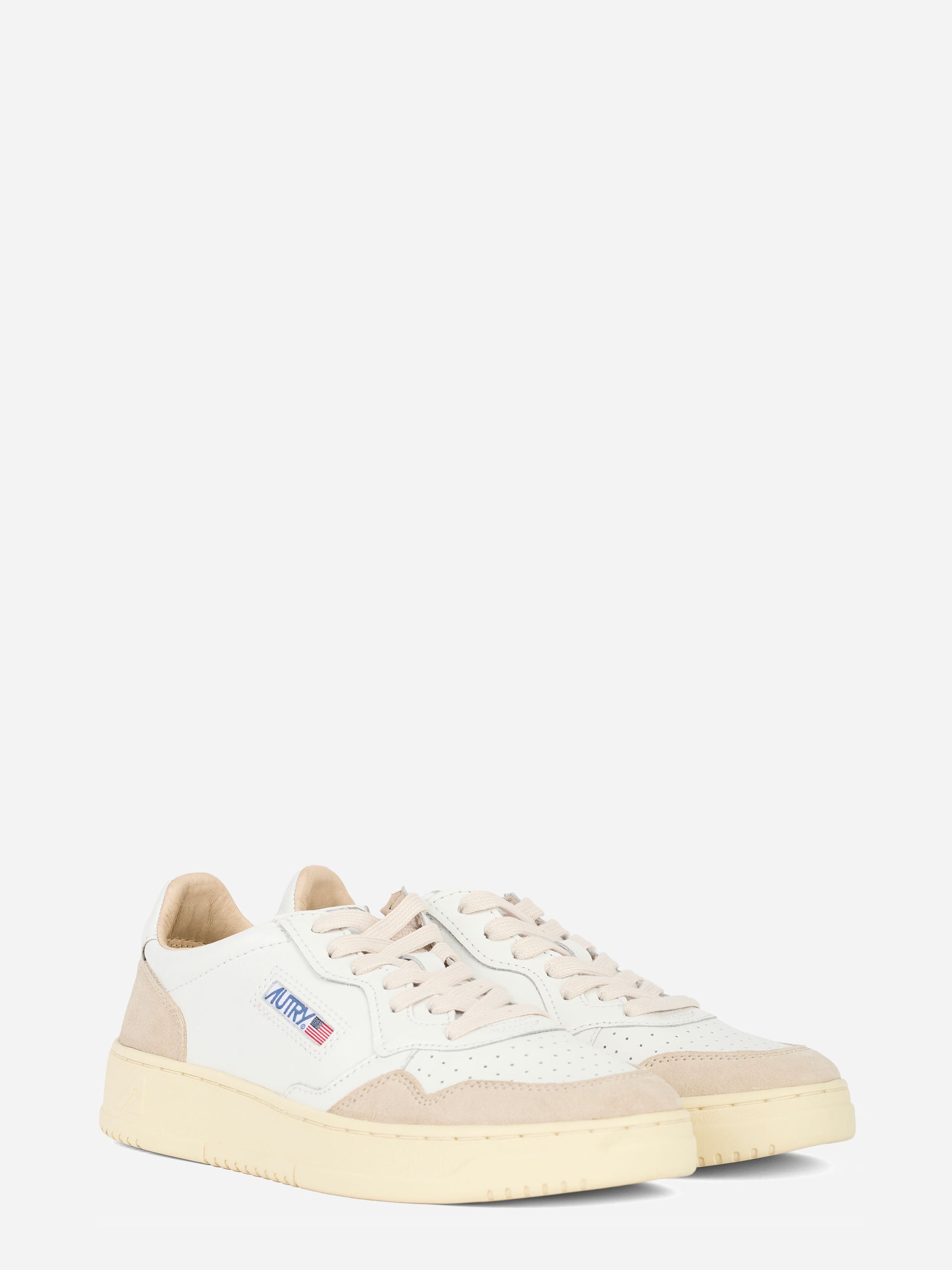 SNEAKERS MEDALIST LOW IN PELLE BIANCA E SUEDE BEIGE