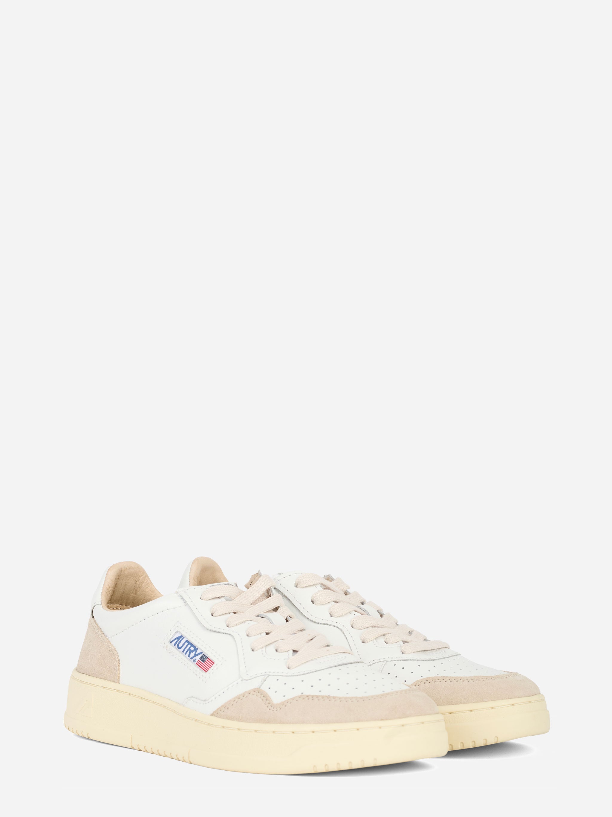 SNEAKERS MEDALIST LOW IN PELLE BIANCA E SUEDE BEIGE