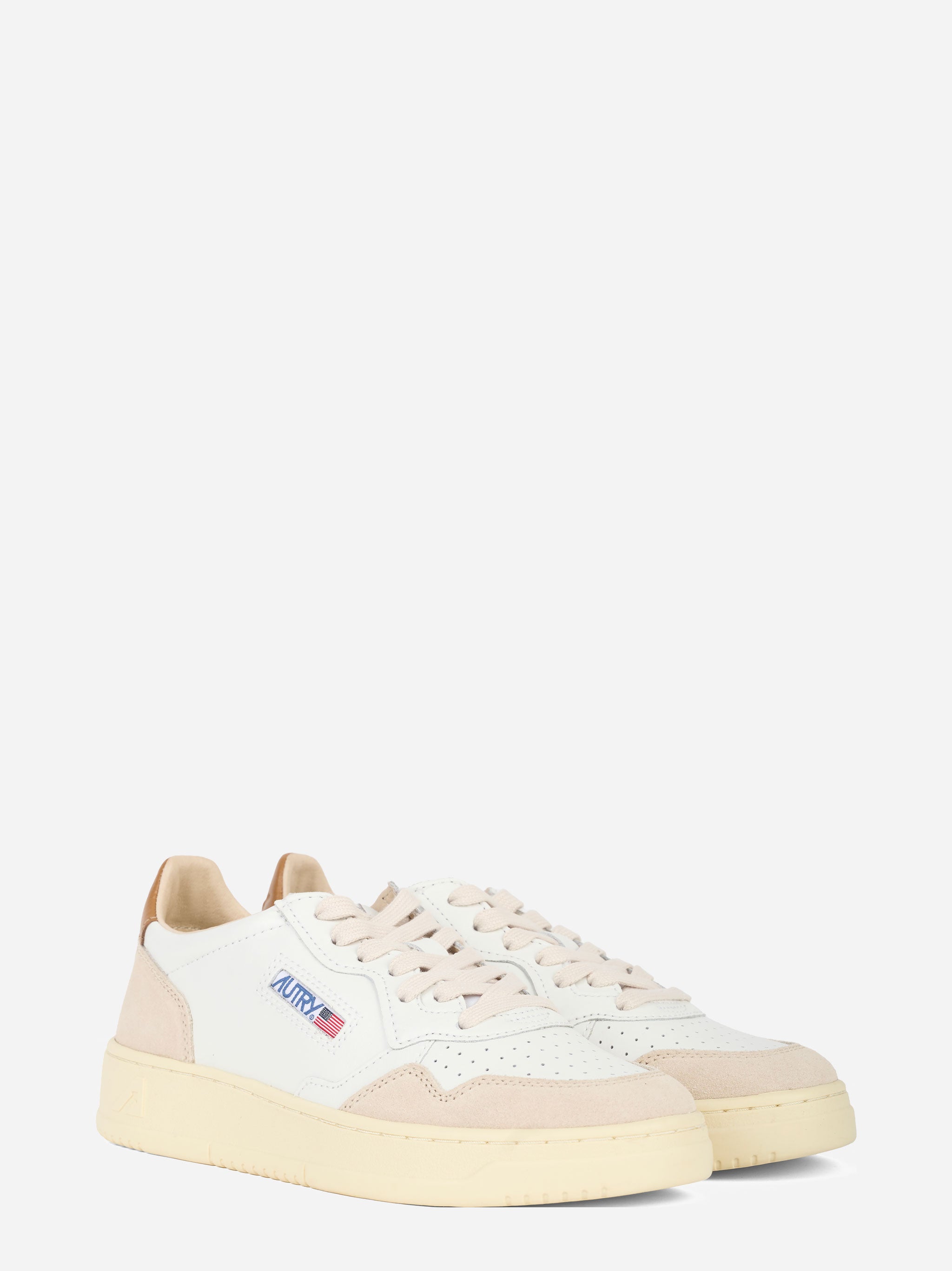 SNEAKERS MEDALIST LOW IN SUEDE E PELLE BIANCA E BROWN SUGAR
