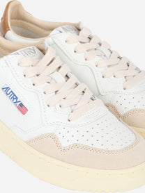 SNEAKERS MEDALIST LOW IN SUEDE E PELLE BIANCA E BROWN SUGAR