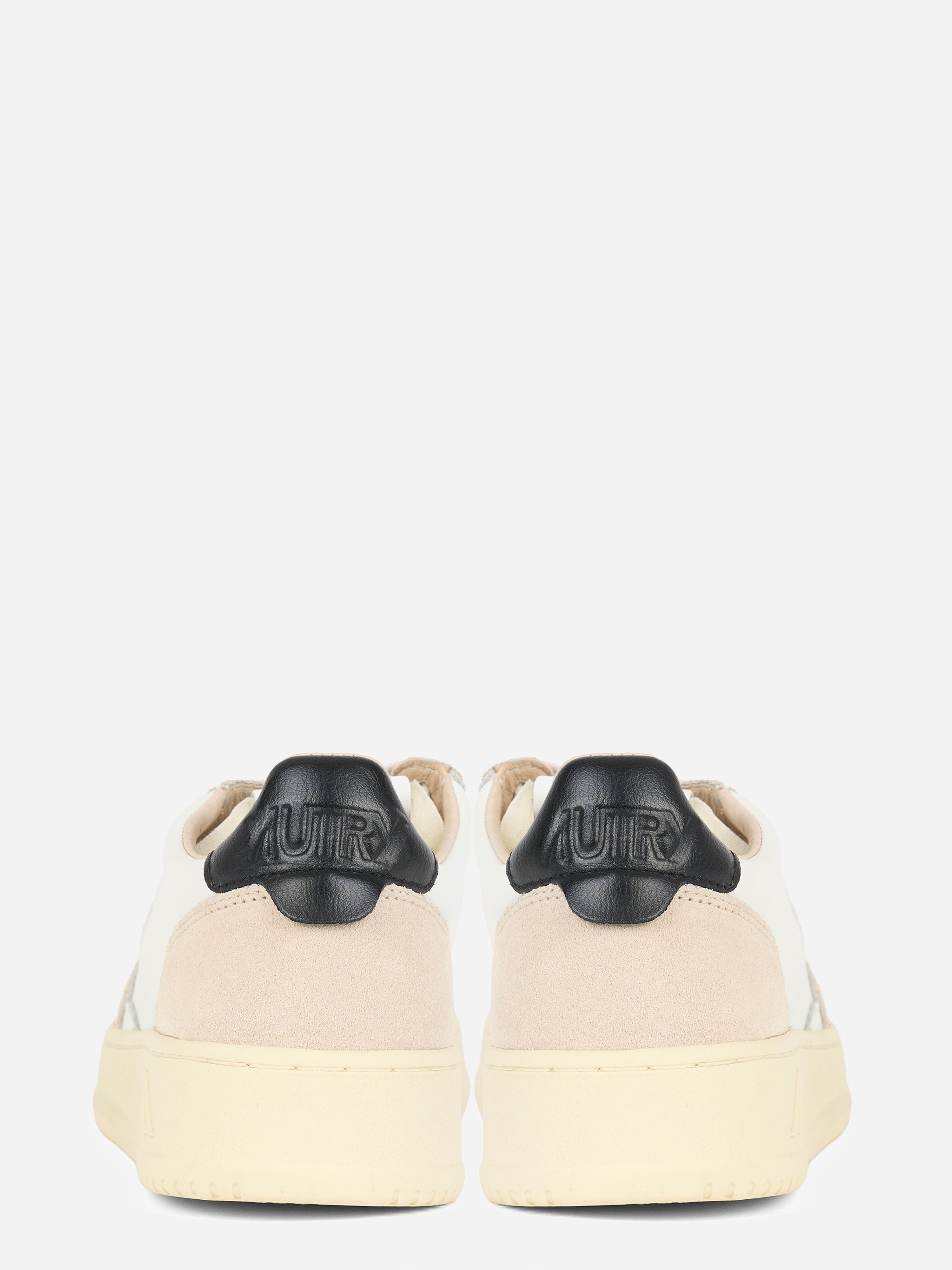 SNEAKERS MEDALIST LOW IN PELLE BIANCA E NERA E SUEDE BEIGE