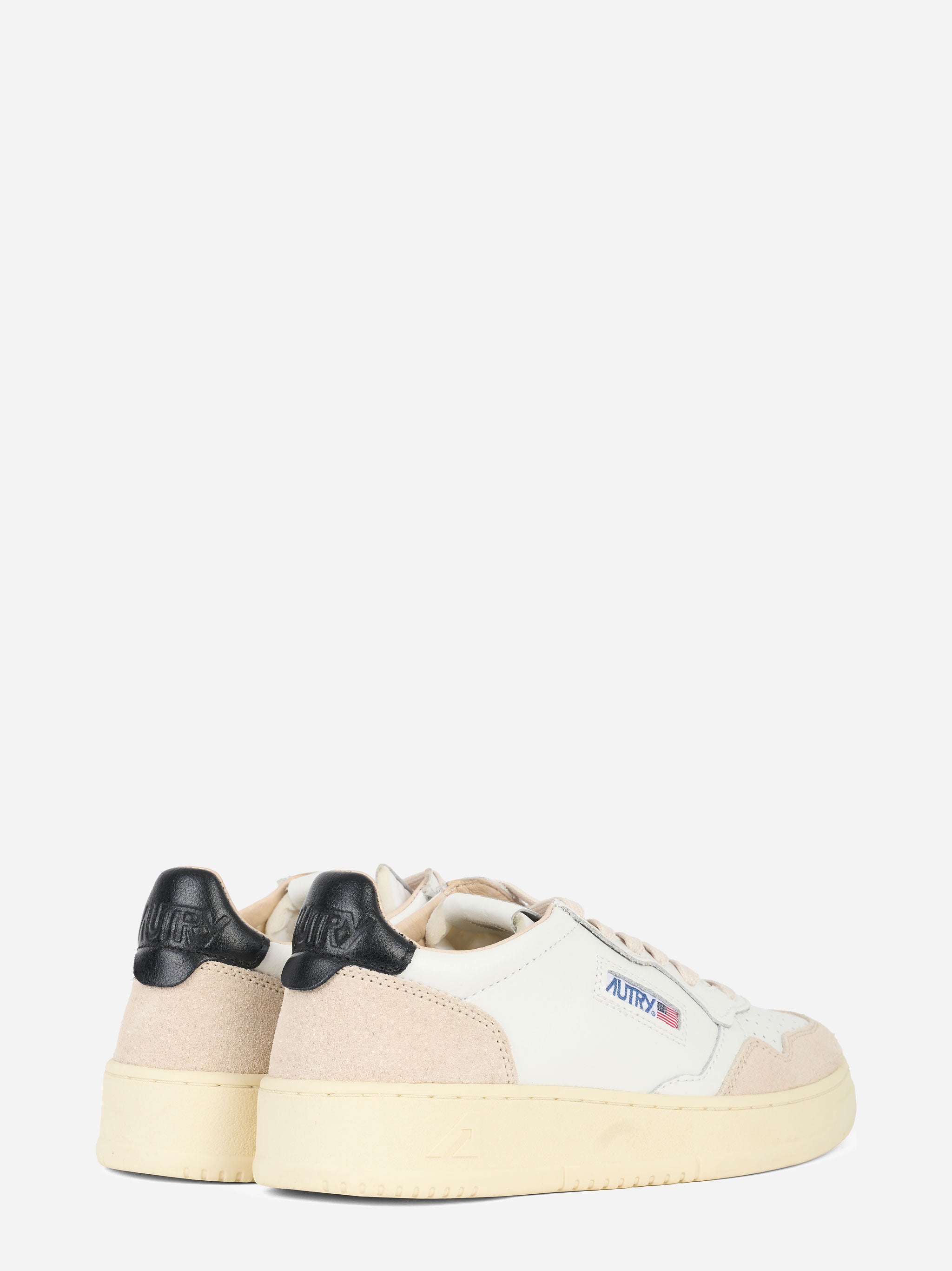 SNEAKERS MEDALIST LOW IN PELLE BIANCA E NERA E SUEDE BEIGE