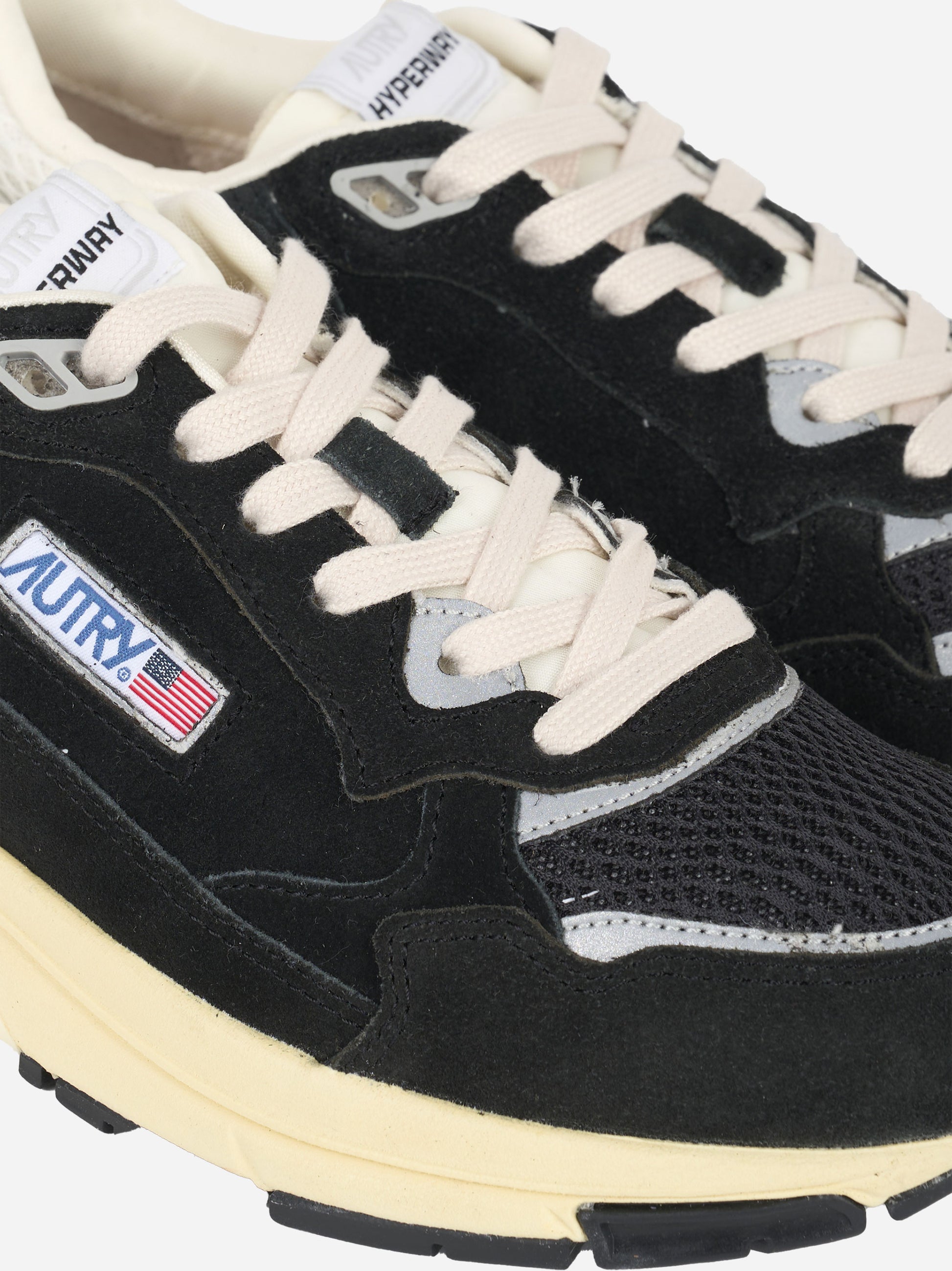 SNEAKERS HYPERWAY IN MESH E SUEDE NERO E ARGENTO