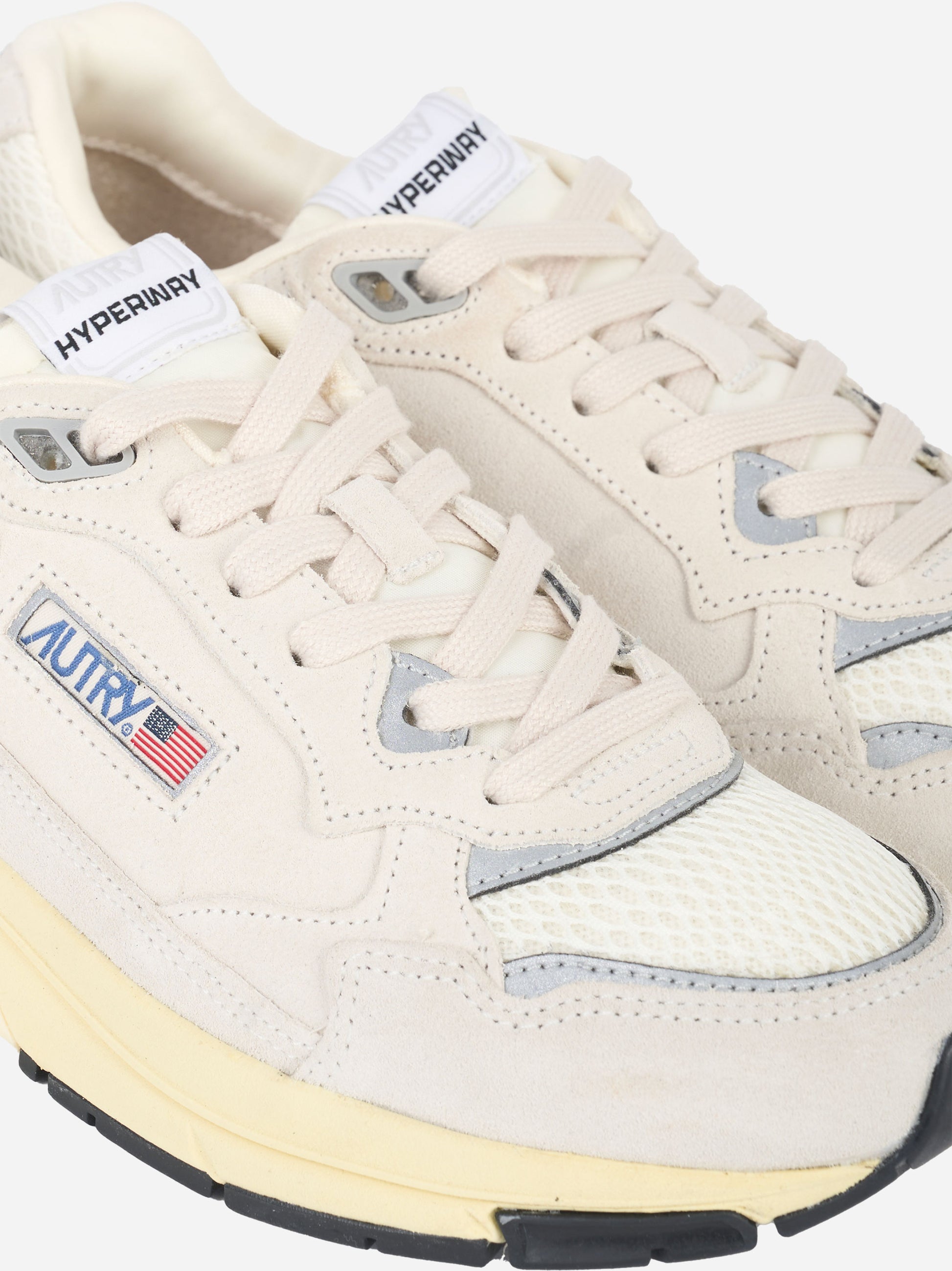SNEAKERS HYPERWAY IN MESH E SUEDE BIANCO E ARGENTO