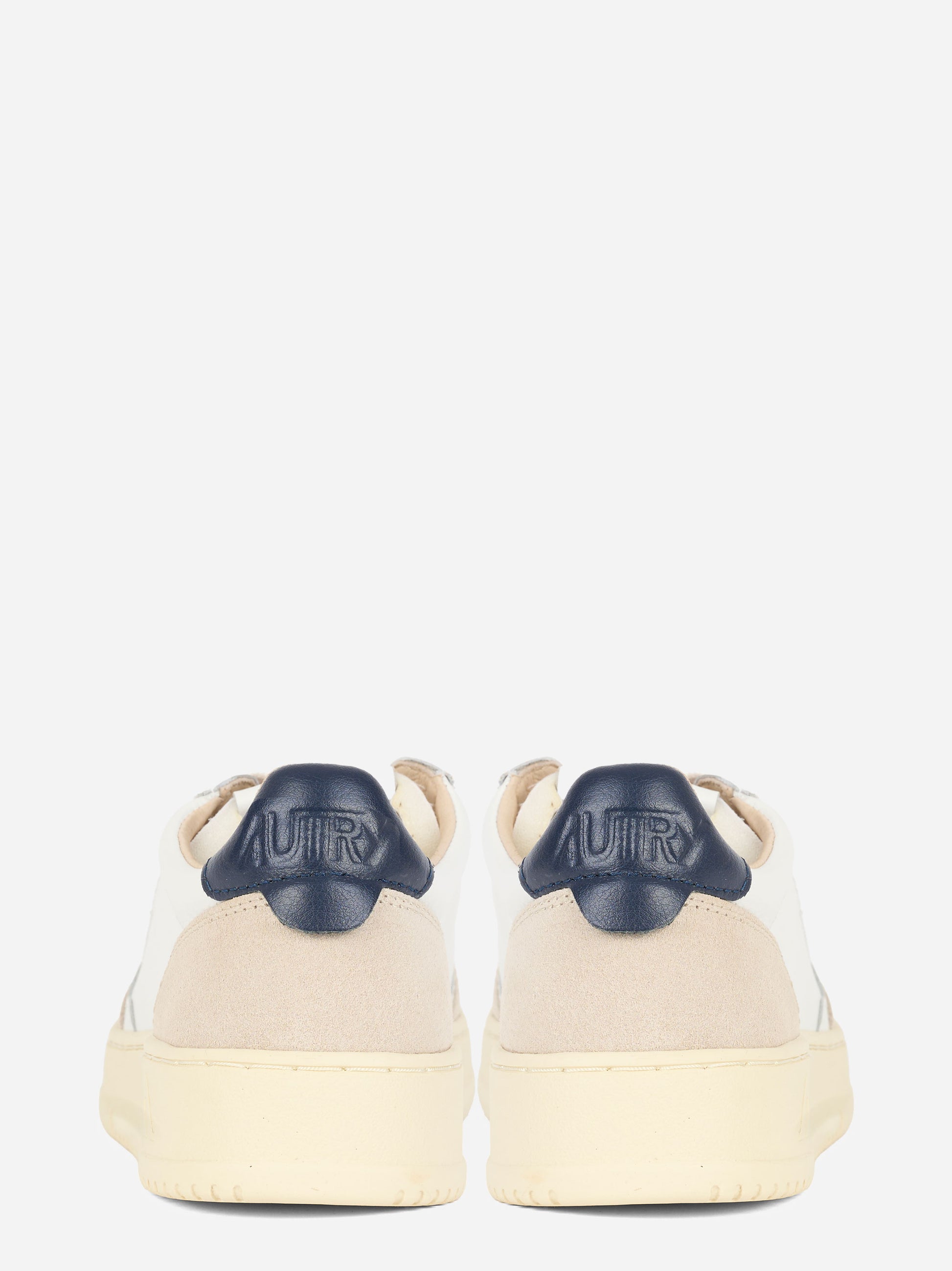 SNEAKERS MEDALIST LOW IN PELLE BIANCA E BLU E SUEDE BEIGE