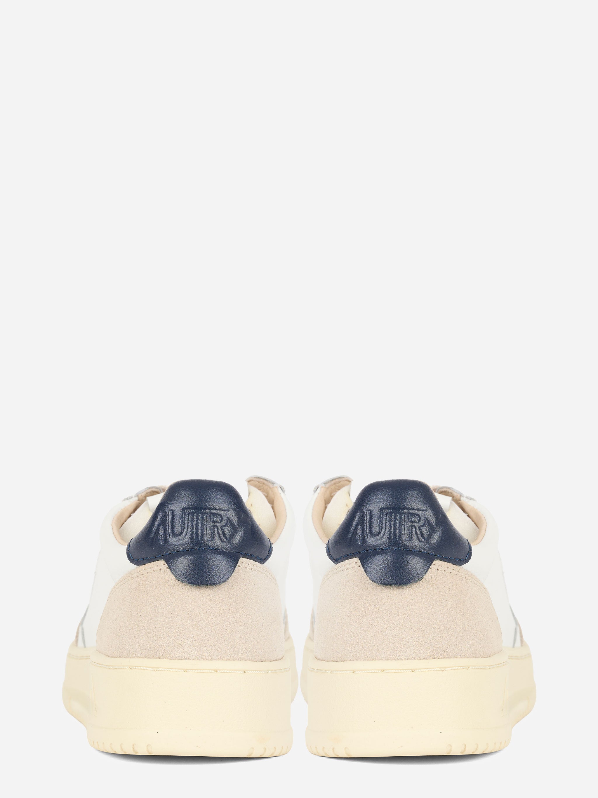 SNEAKERS MEDALIST LOW IN PELLE BIANCA E BLU E SUEDE BEIGE