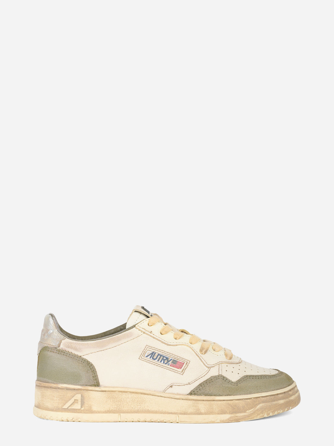 SNEAKERS MEDALIST LOW SUPER VINTAGE IN PELLE BIANCA E ARGENTO E SUEDE LIZARD