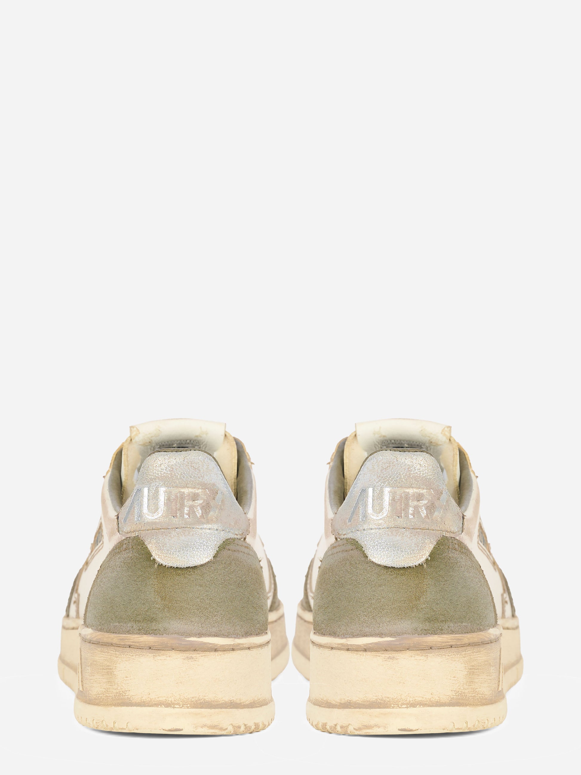 SNEAKERS MEDALIST LOW SUPER VINTAGE IN PELLE BIANCA E ARGENTO E SUEDE LIZARD