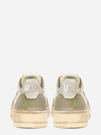 SNEAKERS MEDALIST LOW SUPER VINTAGE IN PELLE BIANCA E ARGENTO E SUEDE LIZARD