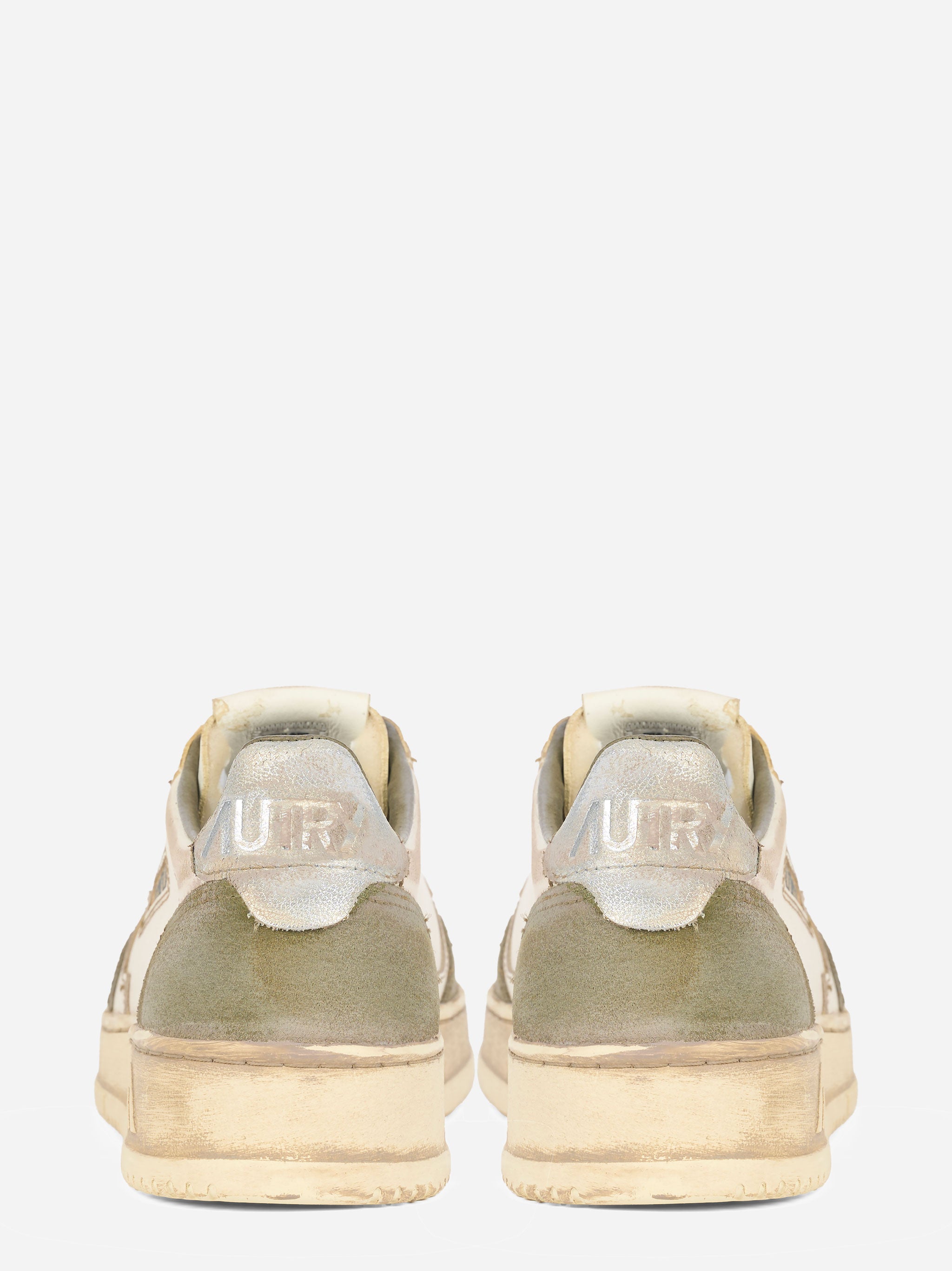 SNEAKERS MEDALIST LOW SUPER VINTAGE IN PELLE BIANCA E ARGENTO E SUEDE LIZARD