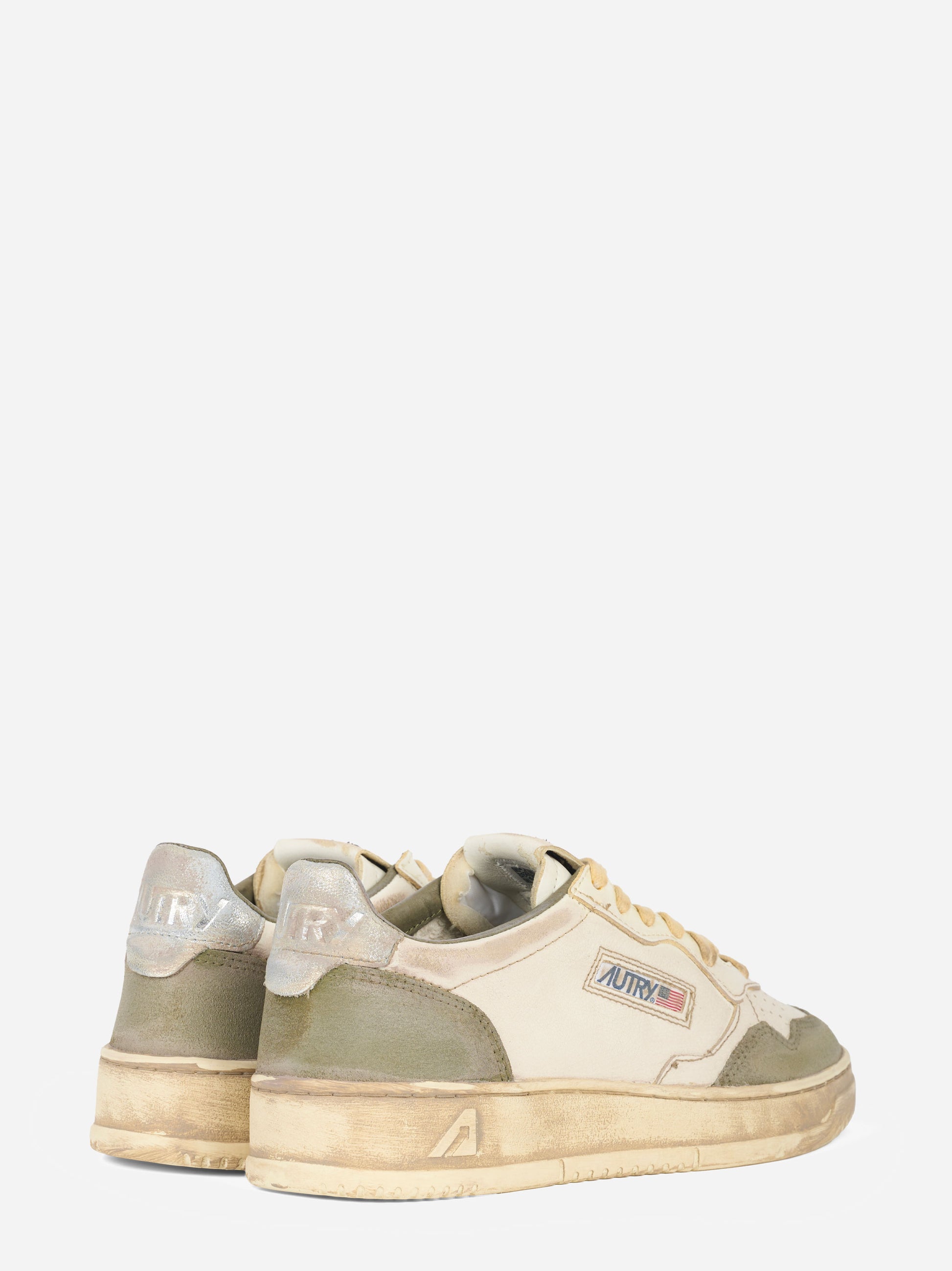 SNEAKERS MEDALIST LOW SUPER VINTAGE IN PELLE BIANCA E ARGENTO E SUEDE LIZARD
