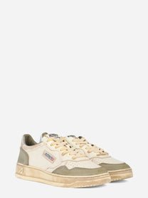 SNEAKERS MEDALIST LOW SUPER VINTAGE IN PELLE BIANCA E ARGENTO E SUEDE LIZARD