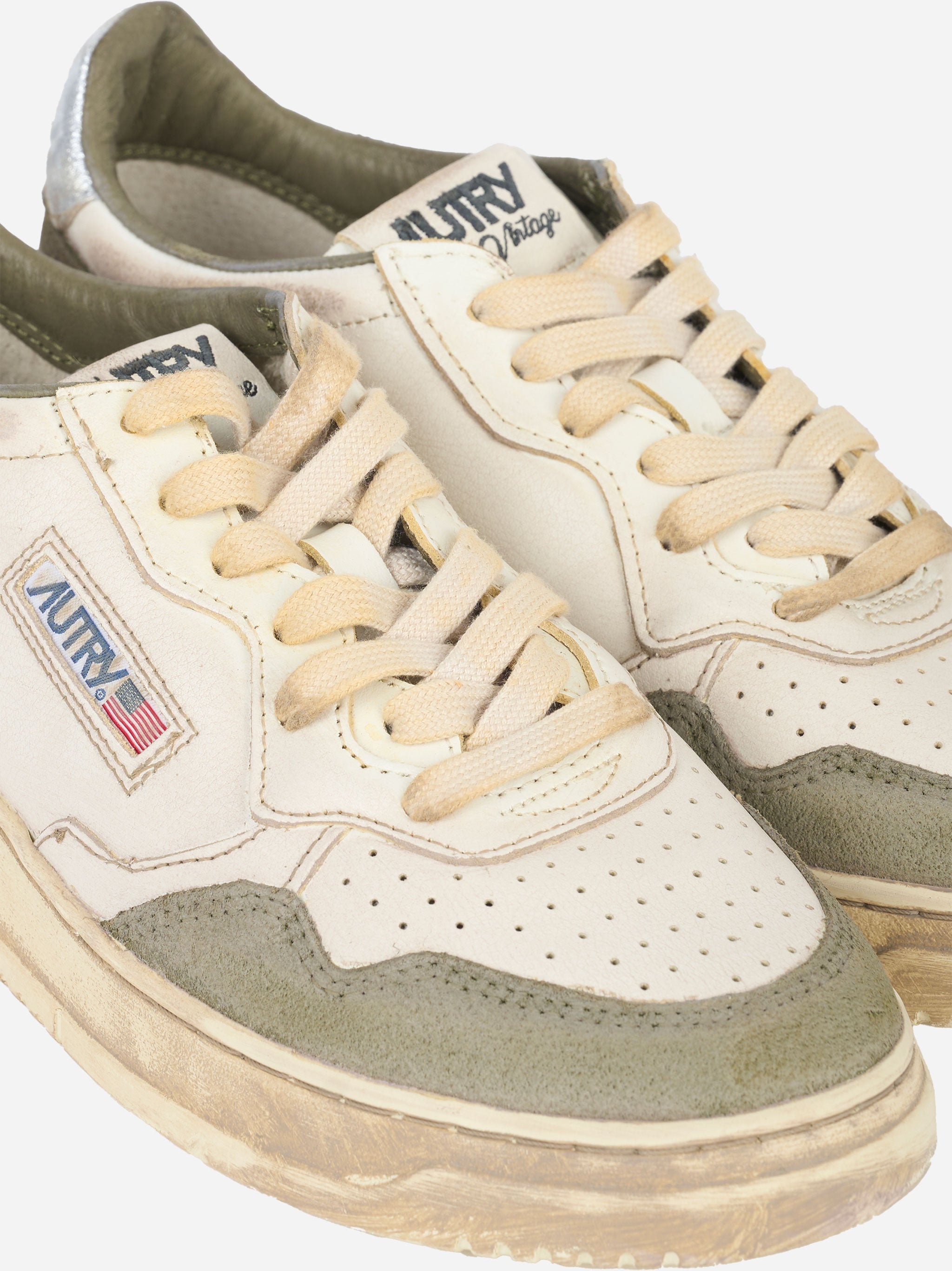 SNEAKERS MEDALIST LOW SUPER VINTAGE IN PELLE BIANCA E ARGENTO E SUEDE LIZARD