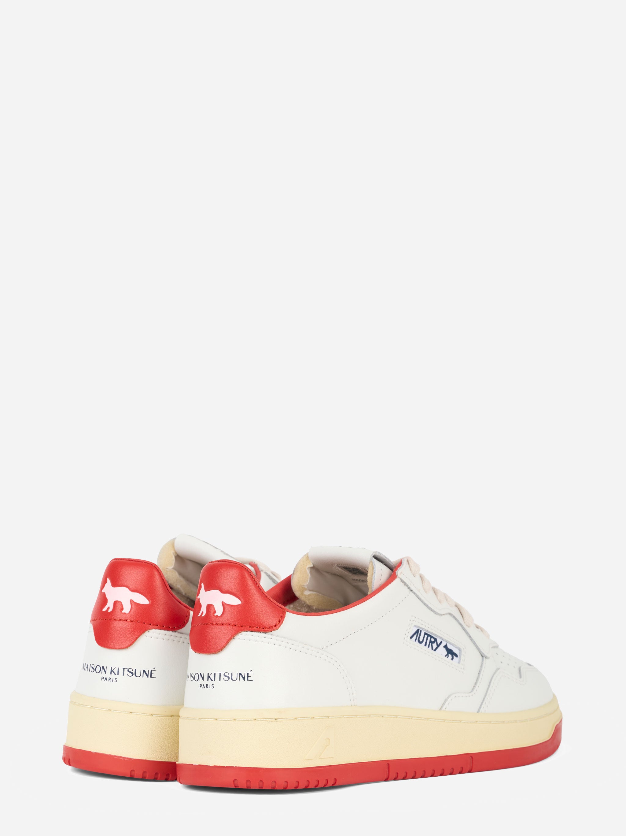 SNEAKERS MEDALIST LOW &#39;MAISON KITSUNÉ&#39; IN PELLE BIANCA E RED CLAY